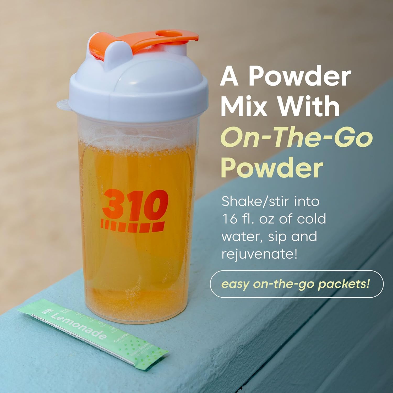 310 Nutrition Lemonade Sugar-Free Water Flavoring Packets - Powdered Drink Mixes & Flavorings with Alkalizing Minerals - Water Enhancer Packets for Energy & Instant Hydration - Ginger 30 Singles