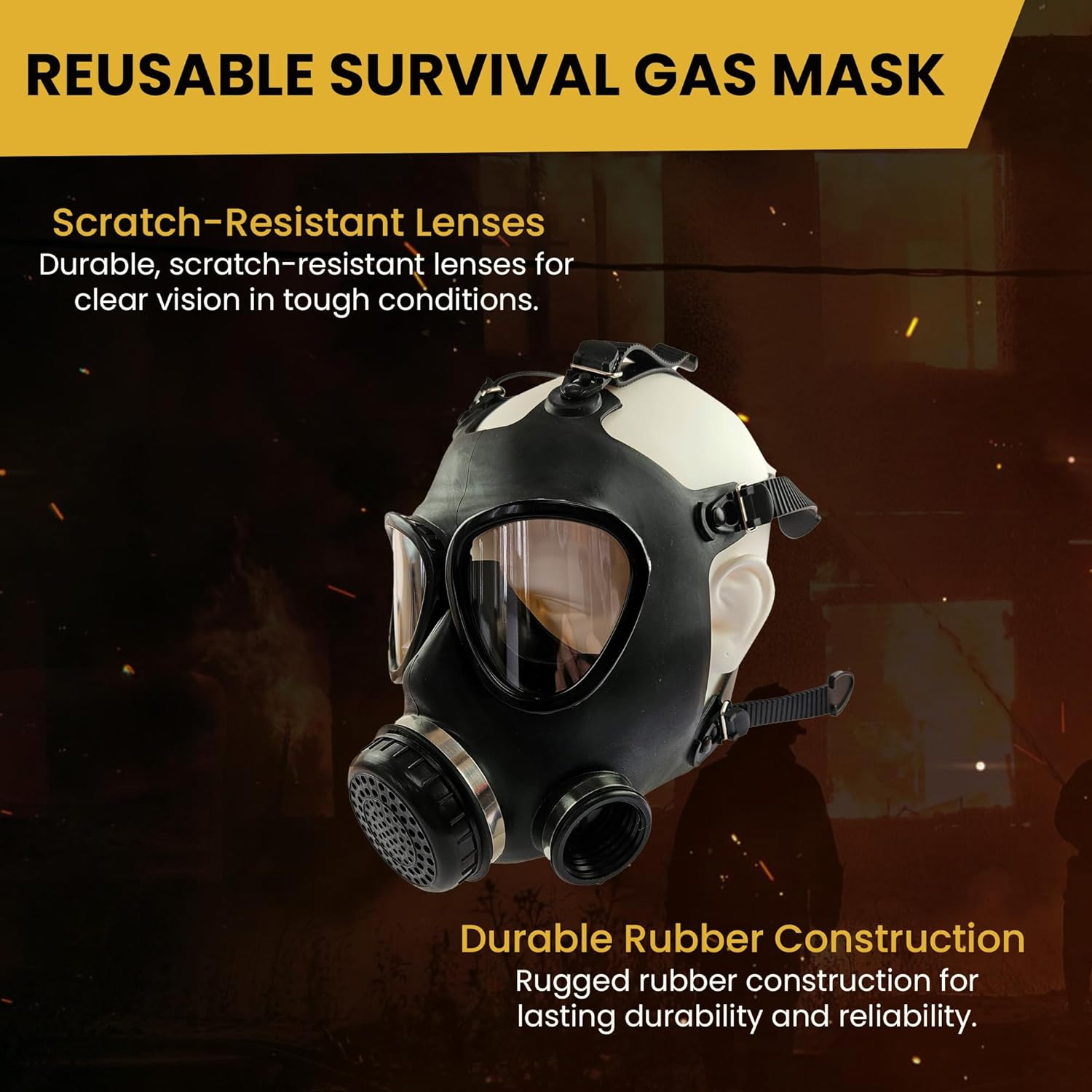 KYNG Gas Mask Respirator Mask CBRN Face Mask MILITARY Grade/Tactical/Emergency Prep/Paint Ball/Painting/Halloween/One SIZE fits All