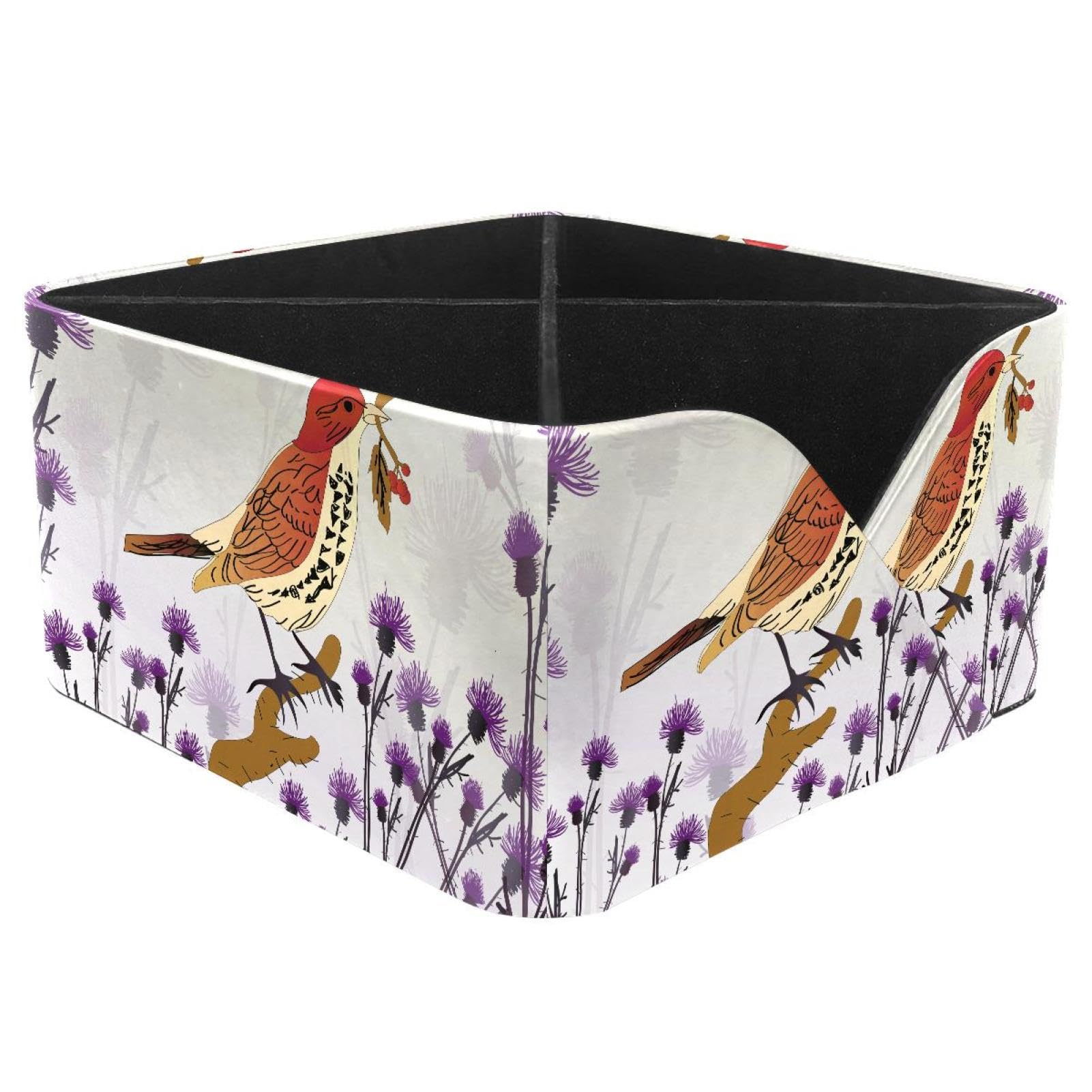 KengjuTesu Bird on Thistle Desktop Organizer Pen Holder, Rectangular Pencil Cup for Office, Study and Makeup Stations