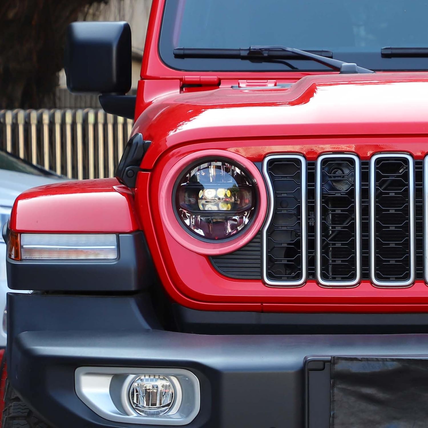 Voodonala for JL 2024 + Headlight Cover Compatible with Jeep Wrangler JL JLU Gladiator JT 4XE 2024+ (ABS,Pink,2Pcs)