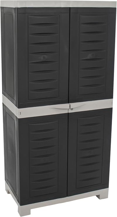 Sunnydaze 48" Garage Storage Cabinet with Locking Doors & Shelves, Charcoal