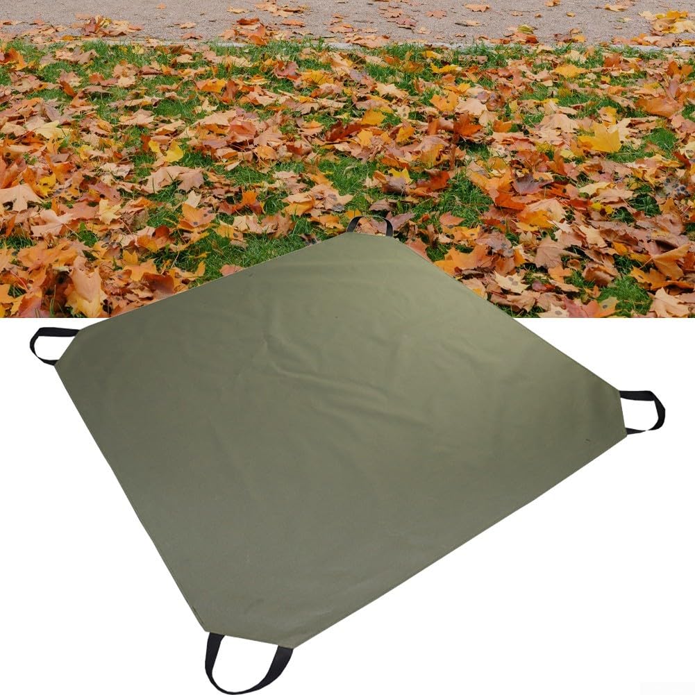 ZYWUOY Tarp Cover Waterproof, 145x145cm Oxford Fabric Leaf Tarp Cover with 4 Handles Garden Waste Yard Tarp Extra Reinforced Corner