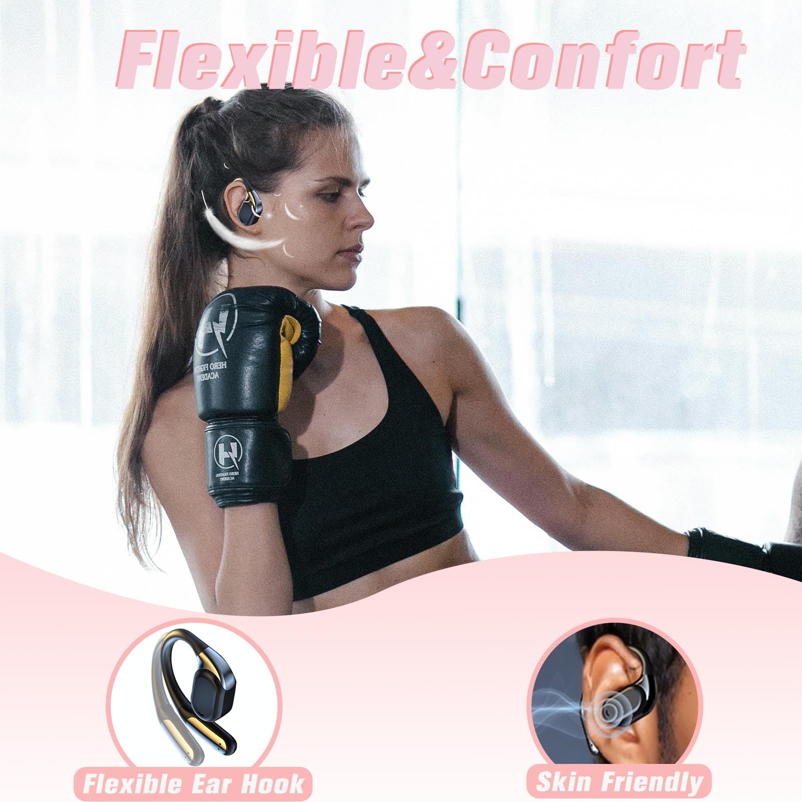 Écouteurs Bluetooth sans Fil Sport 2024 Écouteur Bluetooth 5.3 HiFi Stéréo Casque oreillette bluetooth sans-fil Running ecouteurs Ouverts auriculares bluetooth écouter USB-C Charge Rapide pour Gym