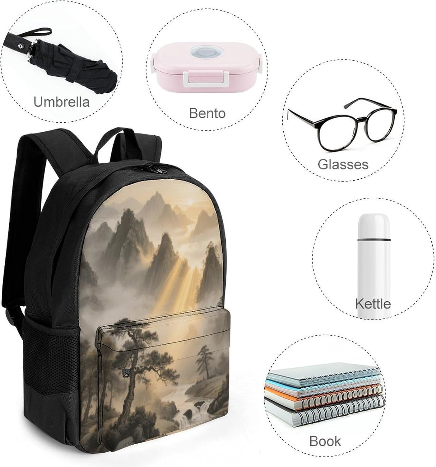 Mountains And Clouds And Mist Backpack Daypack Travel Backpack | Lightweight Casual Laptop Backpack for Women Men Aesthetic Travel Bag for Weekender Business Hiking Outdoor