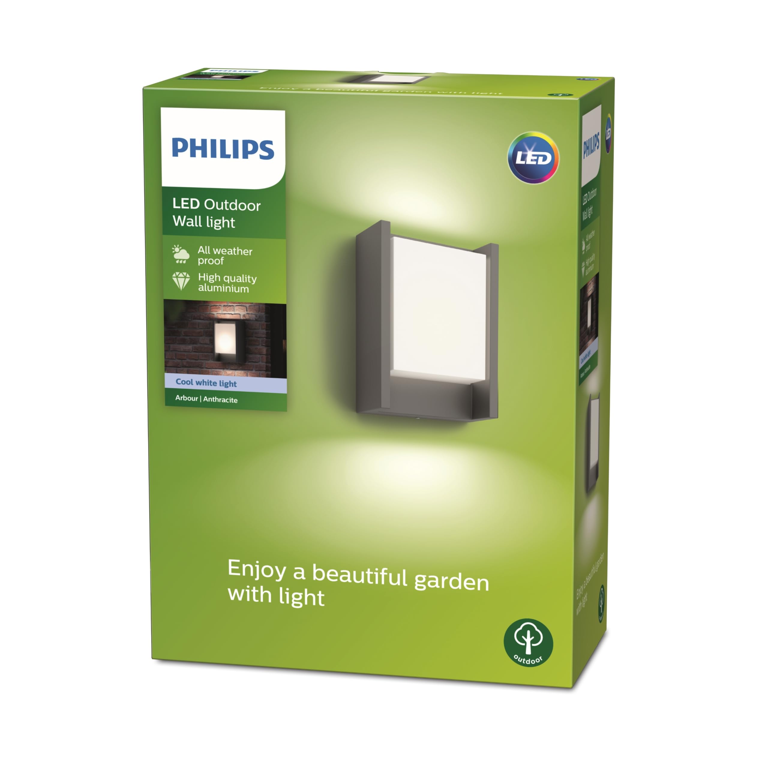 Philips Applique Murale Exterieur LED, Lampe Exterieur, Gris Anthracite, Résistant à l'eau IP44, Philips Arbour pour éclairage de votre maison, jardin et terrasse
