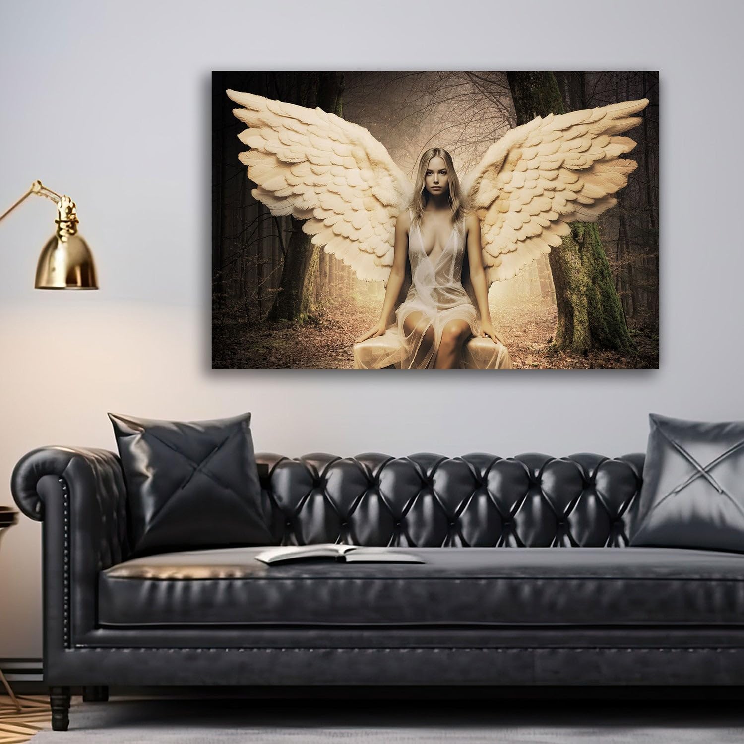 Lienzo cuadro moderno mujer angel con alas decoración de pared Tamaño 120x80x2cm