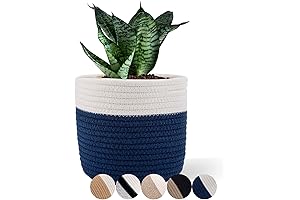 Navy Planter - 6" Cotton Rope Plant Basket