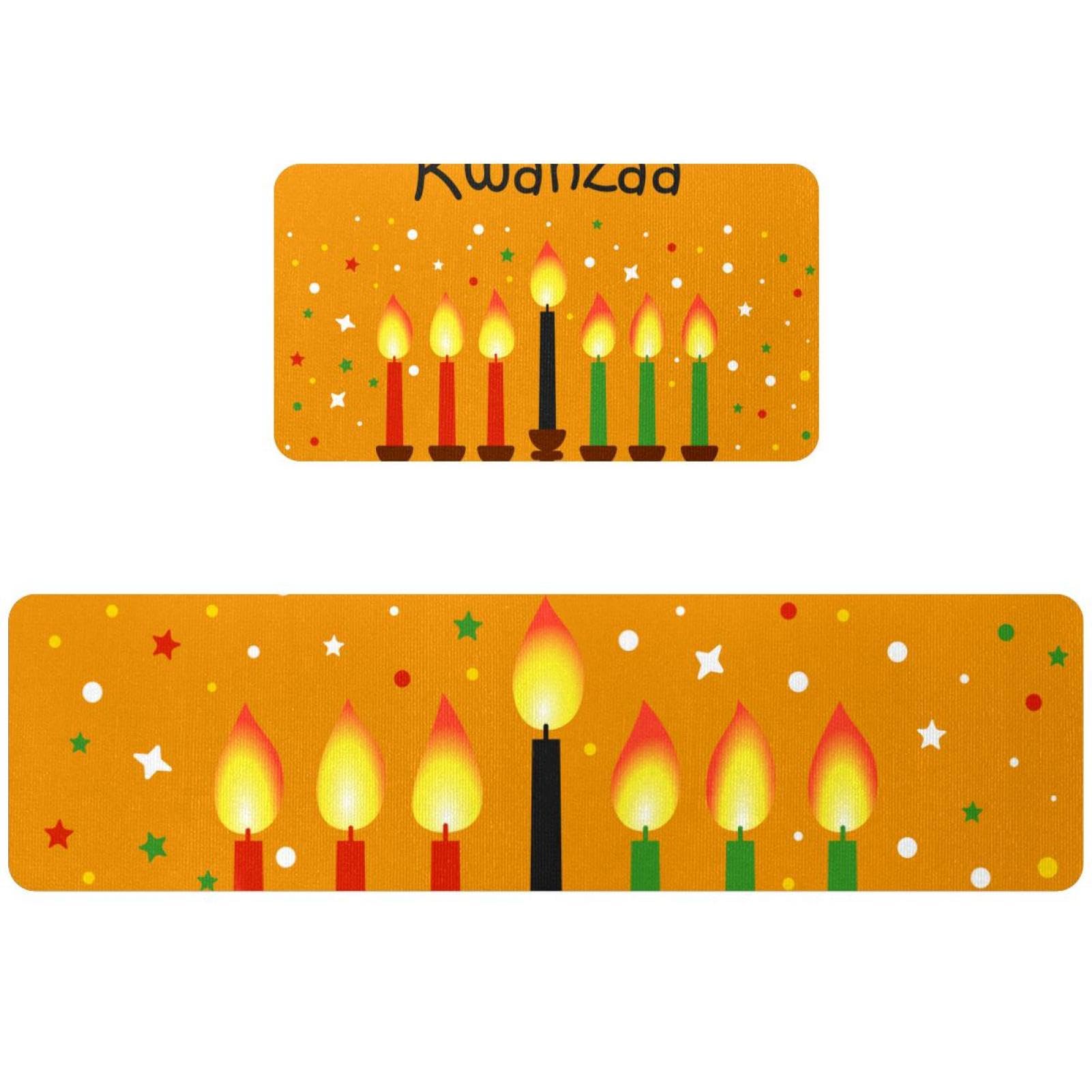Tapis de cuisine Happy Kwanzaa lot de 2 lavables et antidérapants