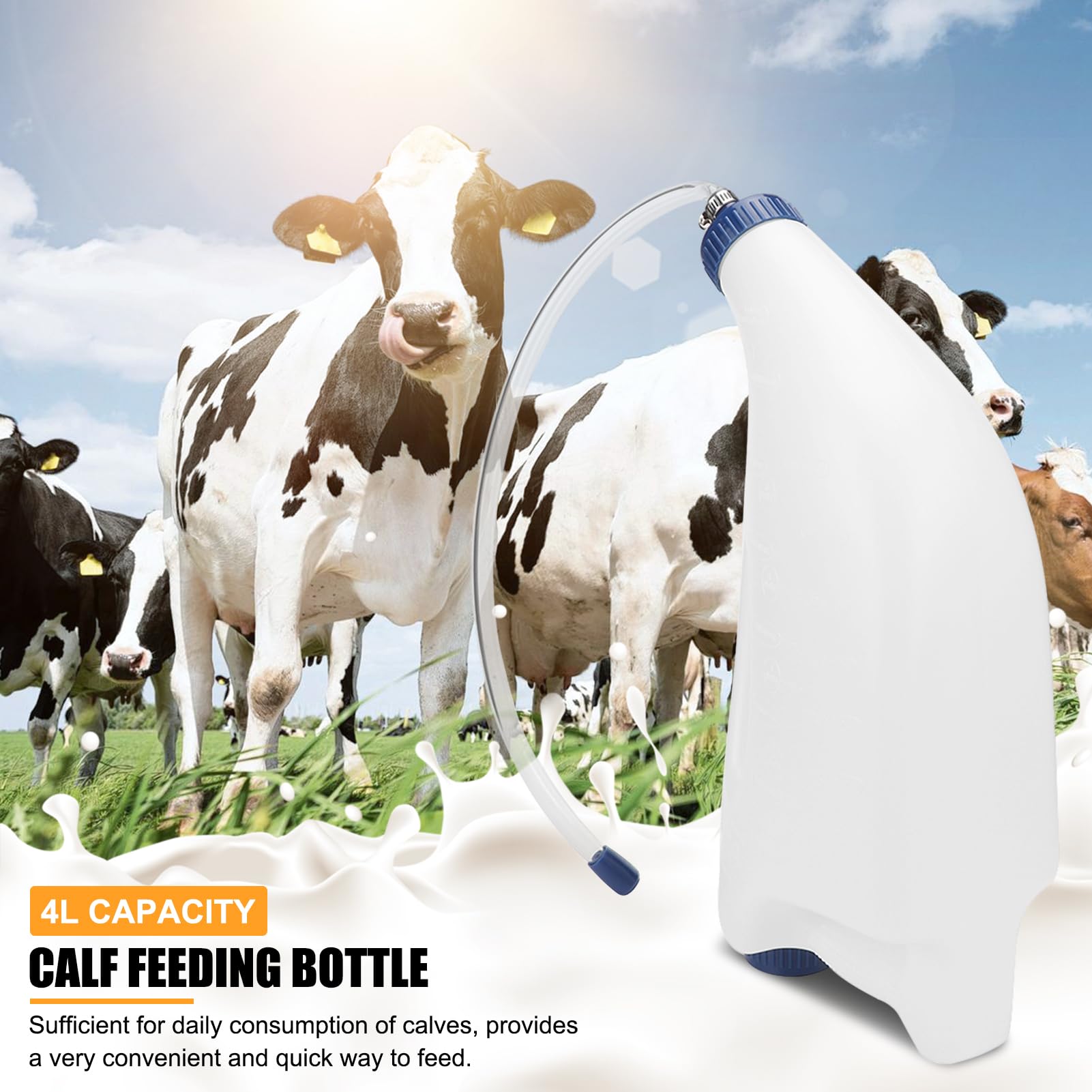 Milchflaschen-Futterspender 4 Liter für Neugeborene Kälber mit Griff Fütterungssonde Kälber-Drencher-Flasche
