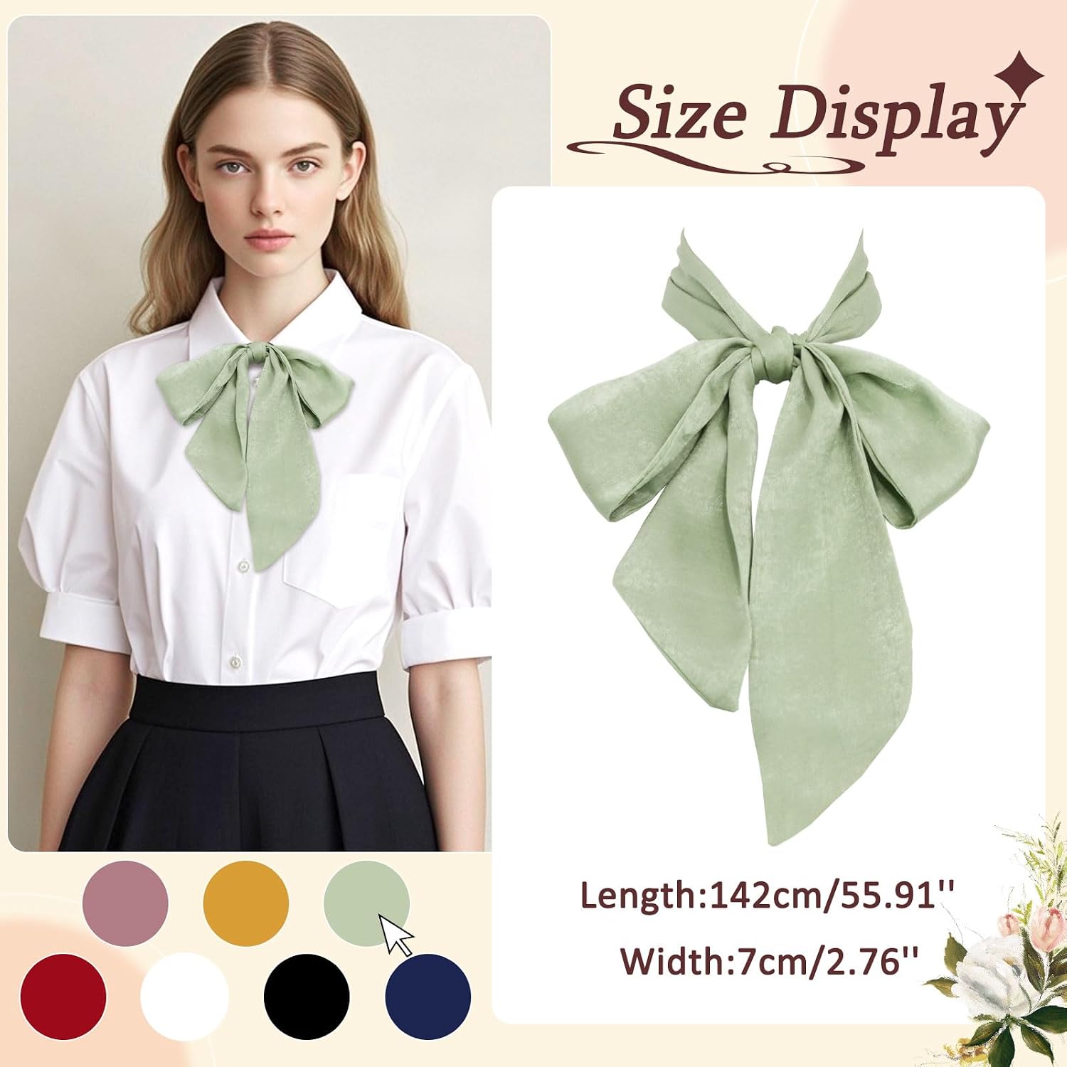 Ties for Women, 2.7" Wide Womens Bowtie Long Floppy Hair Tie Scarf for Party School Uniforms Shirts Cosplay