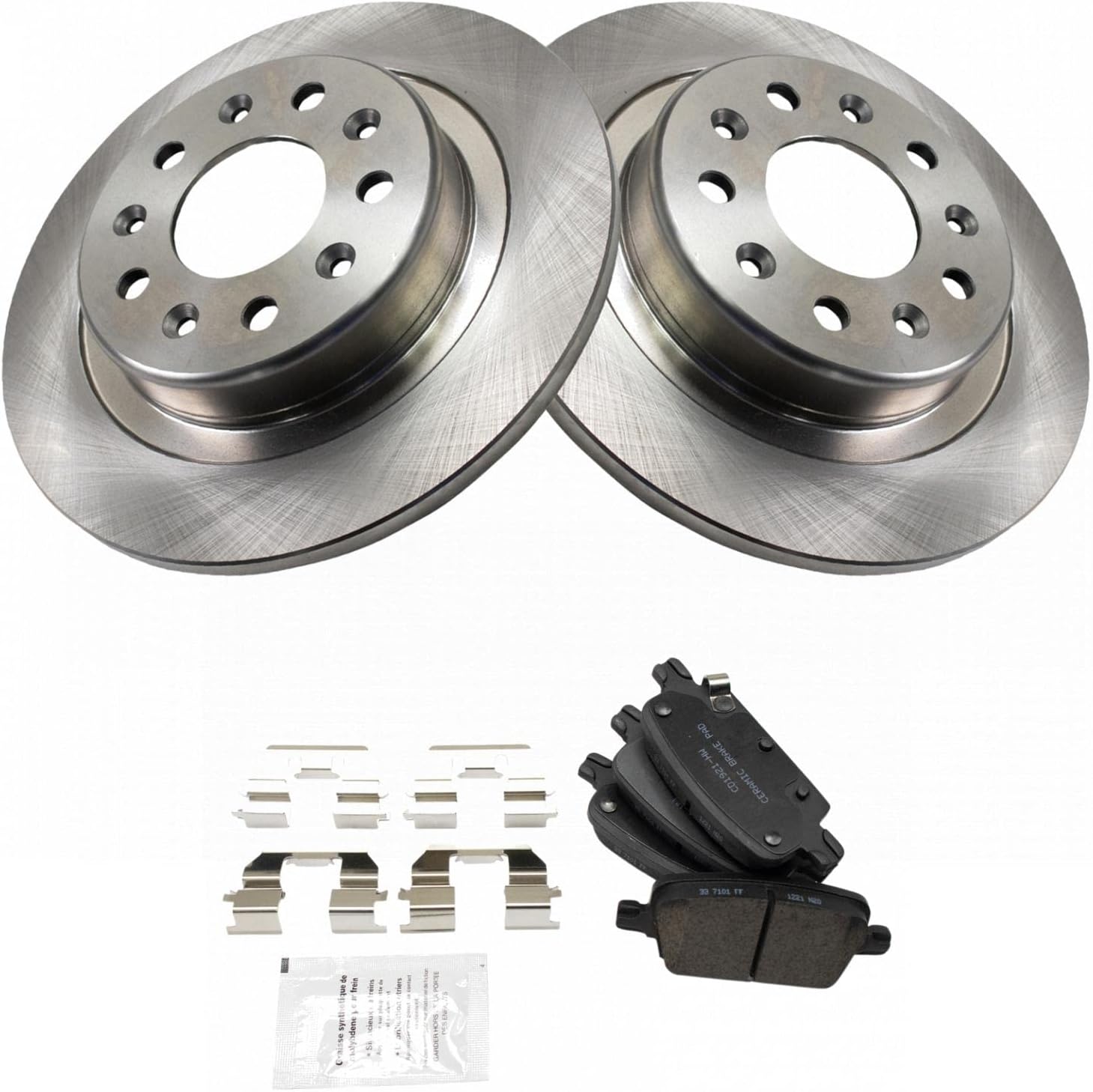 TRQ Rear Brake Pad & Rotor Kit Brake Pads Brake Rotor Ceramic Compatible with 2016-2019 Chevrolet Malibu