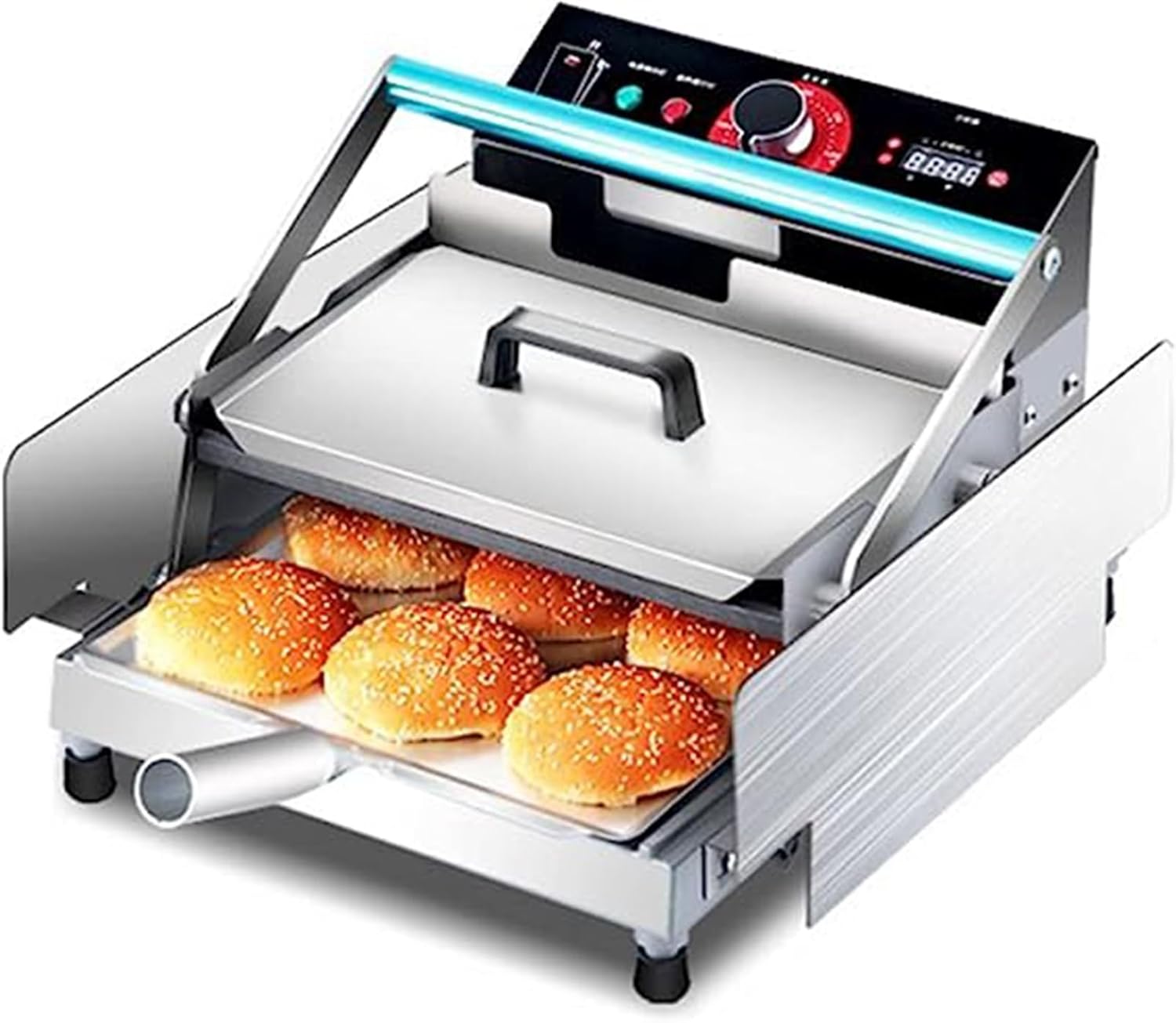 Intelligent Control Hamburger Grilling Machine, Timing Temperature Control, Non-Stick Coating, Hamburger Double-Layer Bread Machine, Electric Commercial Hamburger Baking Machine