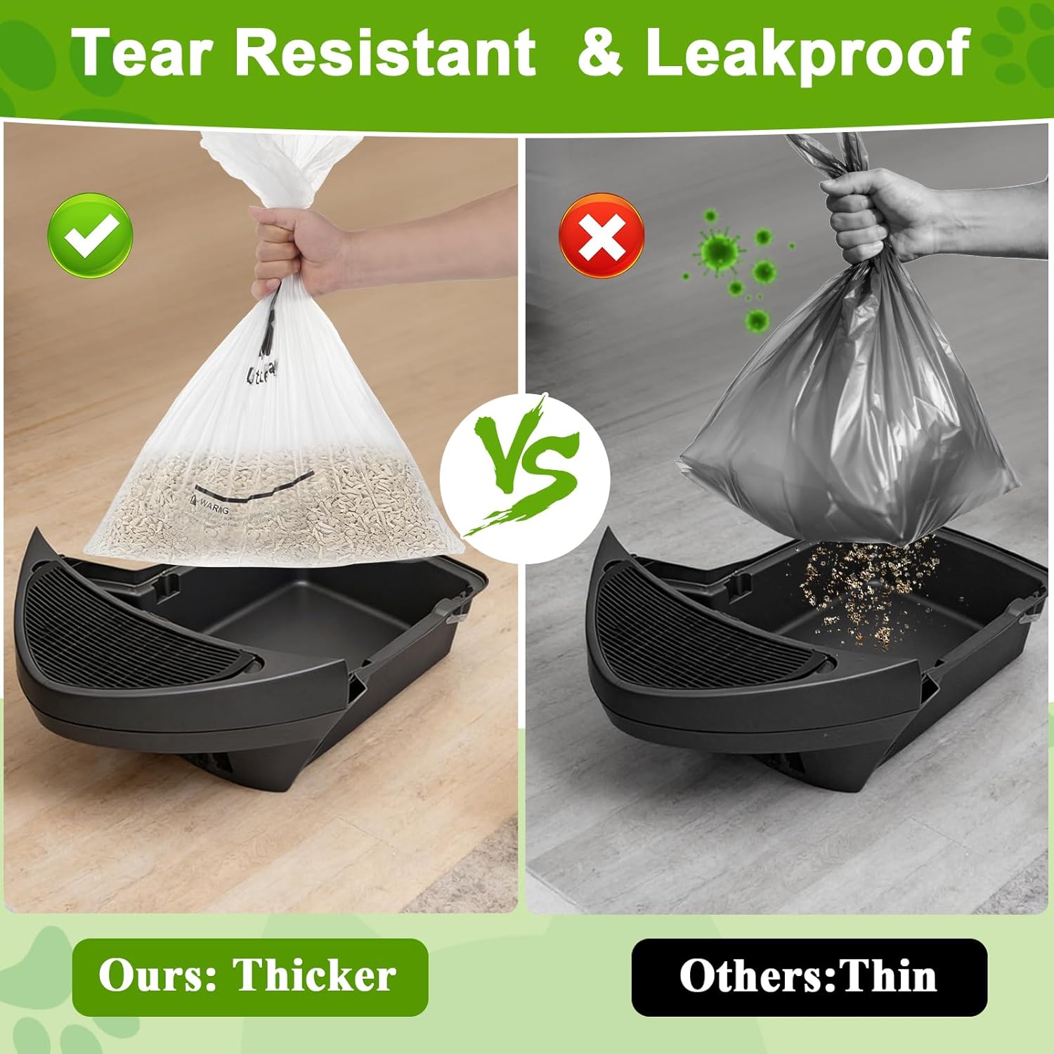 Litter Box Waste Bags,150 Count | Compatible with Litter Box Ro.bot 4/3/5| Thick & Leakproof Automatic Litter Box Liners | 23.6x25.2in Transparent Cat Litter Liners |9-11 Gallon Capacity for Cat Owner