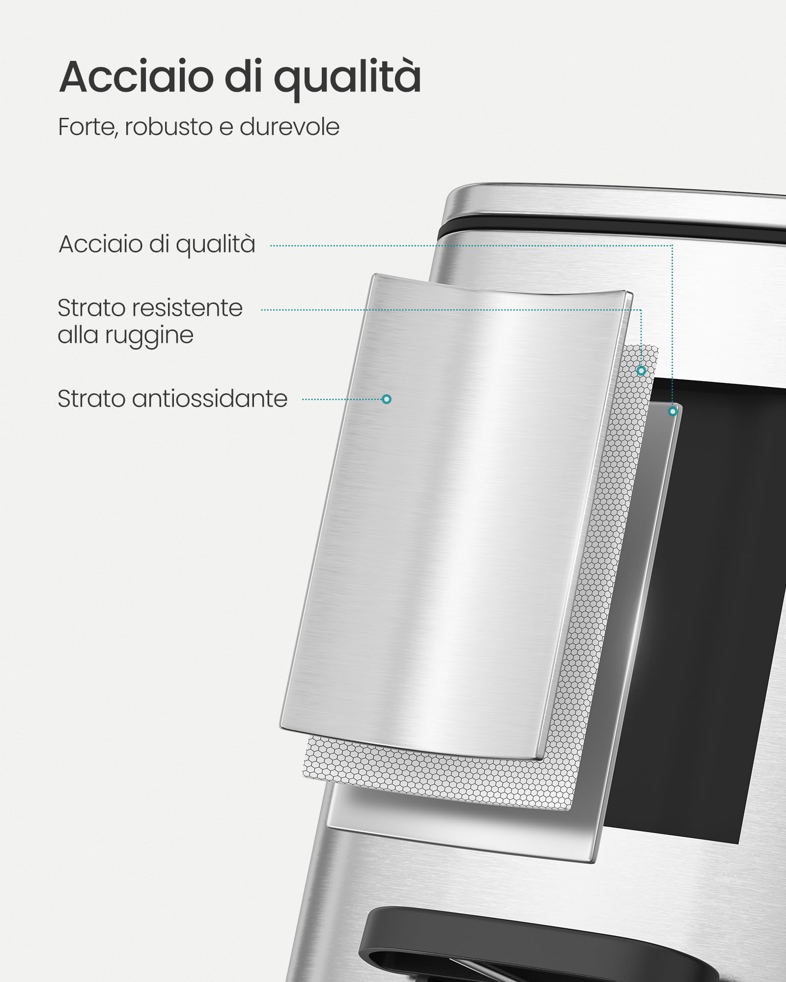 Pattumiera SONGMICS Da Appendere 8L - Cestino Con Coperchio Per Cucina O Bagno - Foto 2