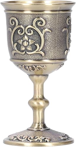 Copa de vino de Archaize copas de vino de metal impresionante cáliz de vino vintage medieval copa de bronce en relieve para fiestas y bodas de