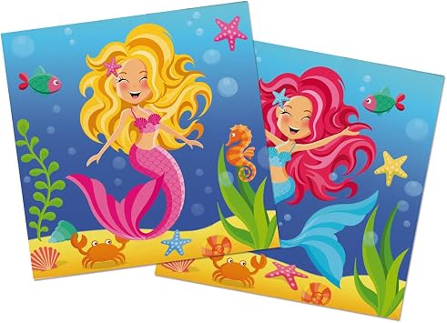 Folat Mermaid napkins, 65212, Meerkleurig