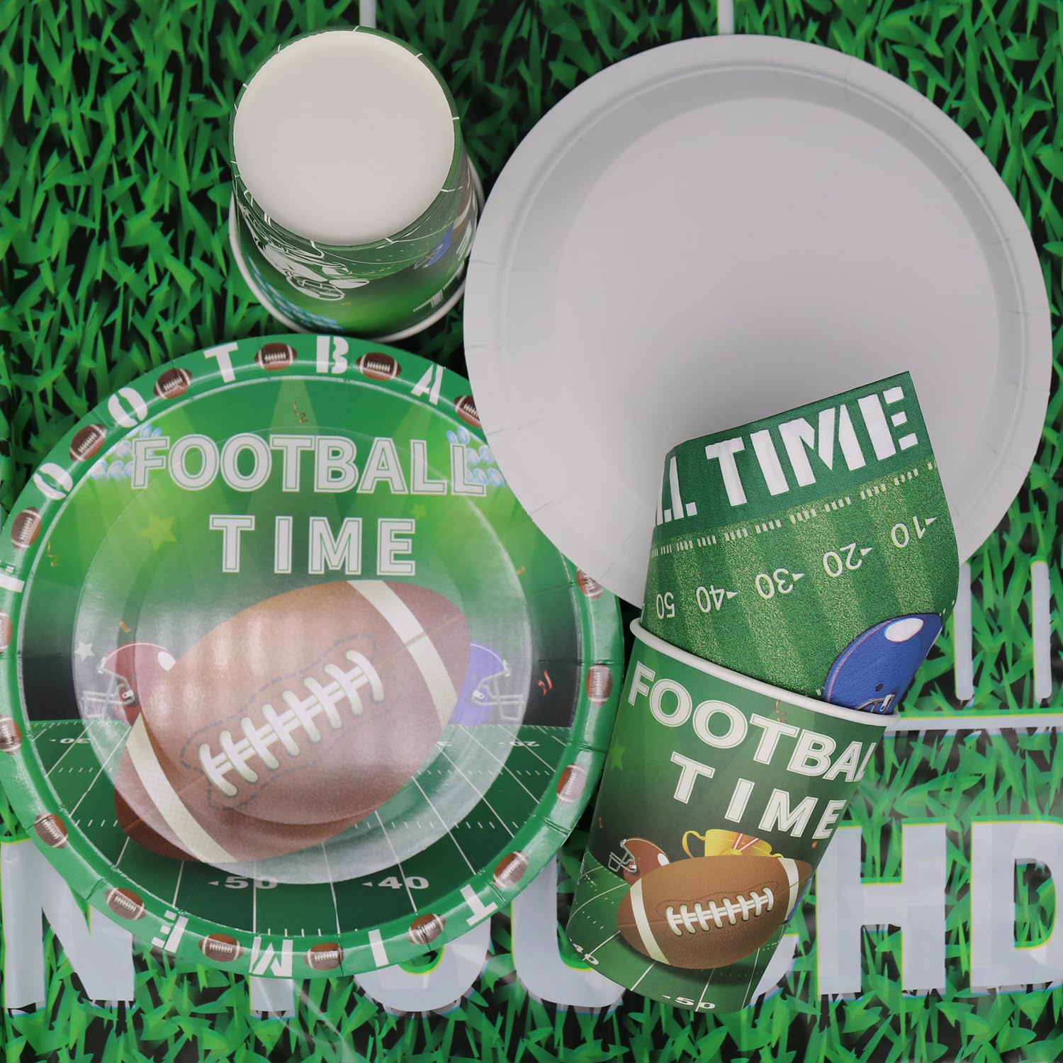 Rugby - Set di stoviglie per feste, 61 pezzi, tema sportivo, decorazione per feste, articoli di compleanno per bambini, piatti da rugby (20 ospiti)