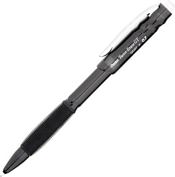 Pentel QE207A Twist-Erase GT Pencils, 0.7 mm, Black
