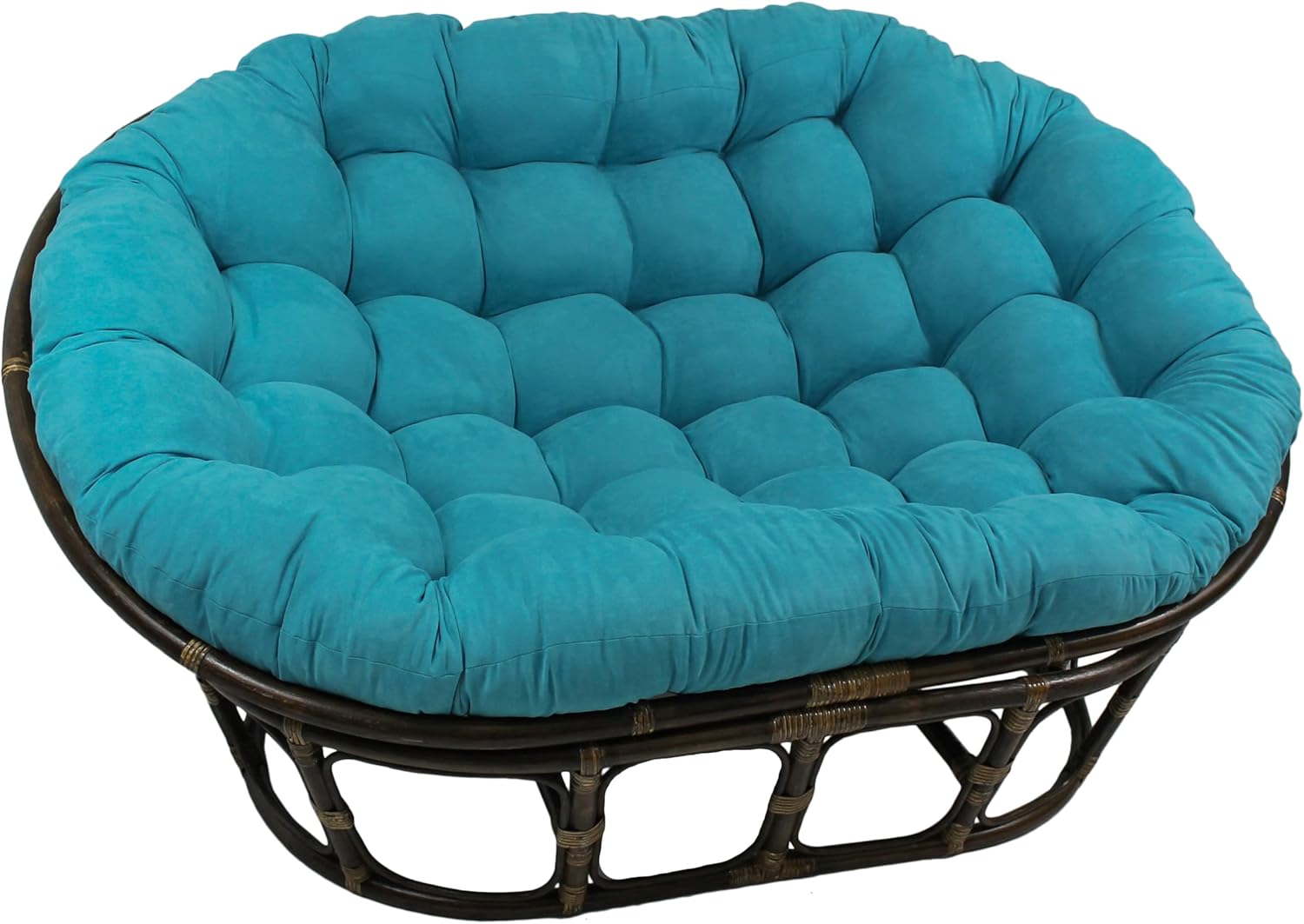 Blazing Needles,Polyester Microsuede Double Papasan Cushion, 1 Count (Pack of 1), Aqua Blue