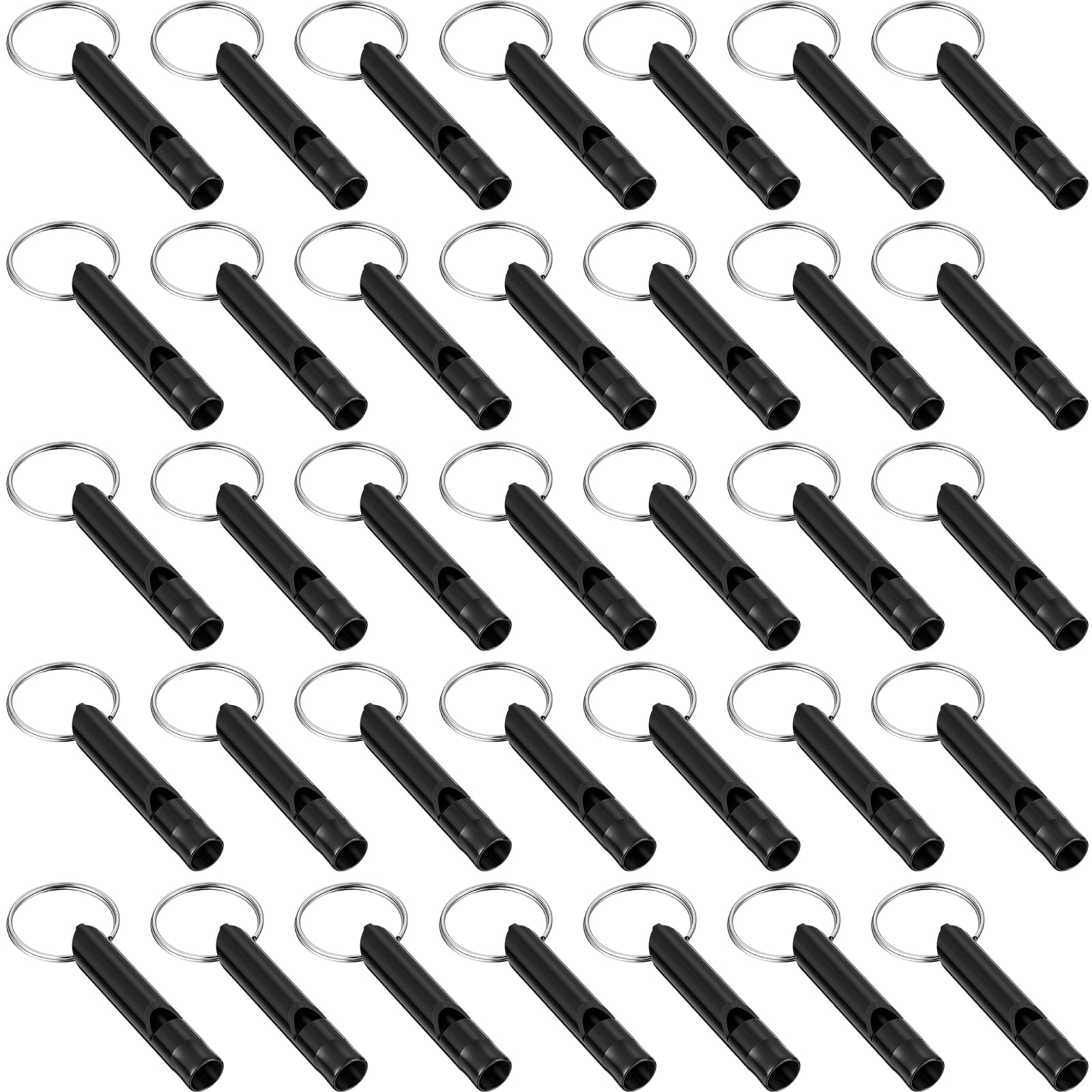 35 Pieces Emergency Whistle with Keychain, Aluminum Emergency Survival Whistle for Camping Hiking Hunting Outdoors Sports, Loud Sound