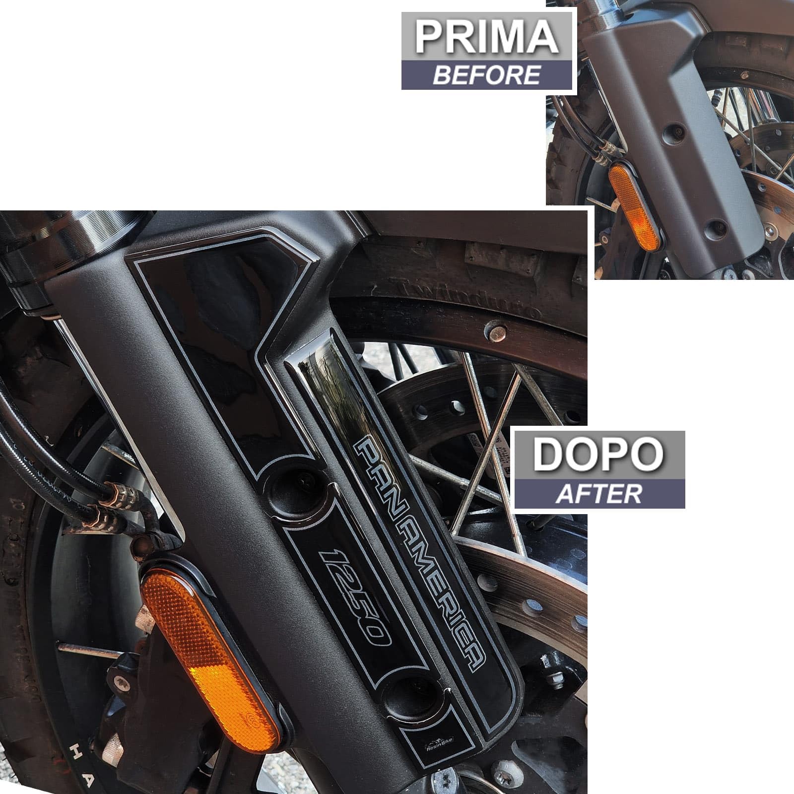 Resin Bike Aufkleber für Motorrad Kompatibel mit Harley Davidson Pan America 1250 2020-2026. Kotflügel vor Stößen und Kratzern. Aufklebersatz 3D-Harzklebstoff - Stickers Made in Italy