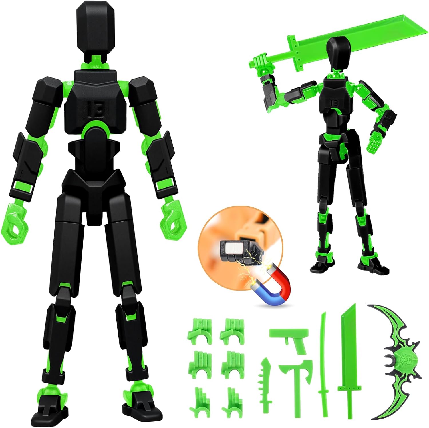 Assembly Completed Action Figure Set, Model 13 Multi-Jointed Movable, 3D Printed Toys, Robo 13 Figure for Collector Desktop Decorations, Christmas Stocking Stuffers Birthday Gift for Teens Boys Girls