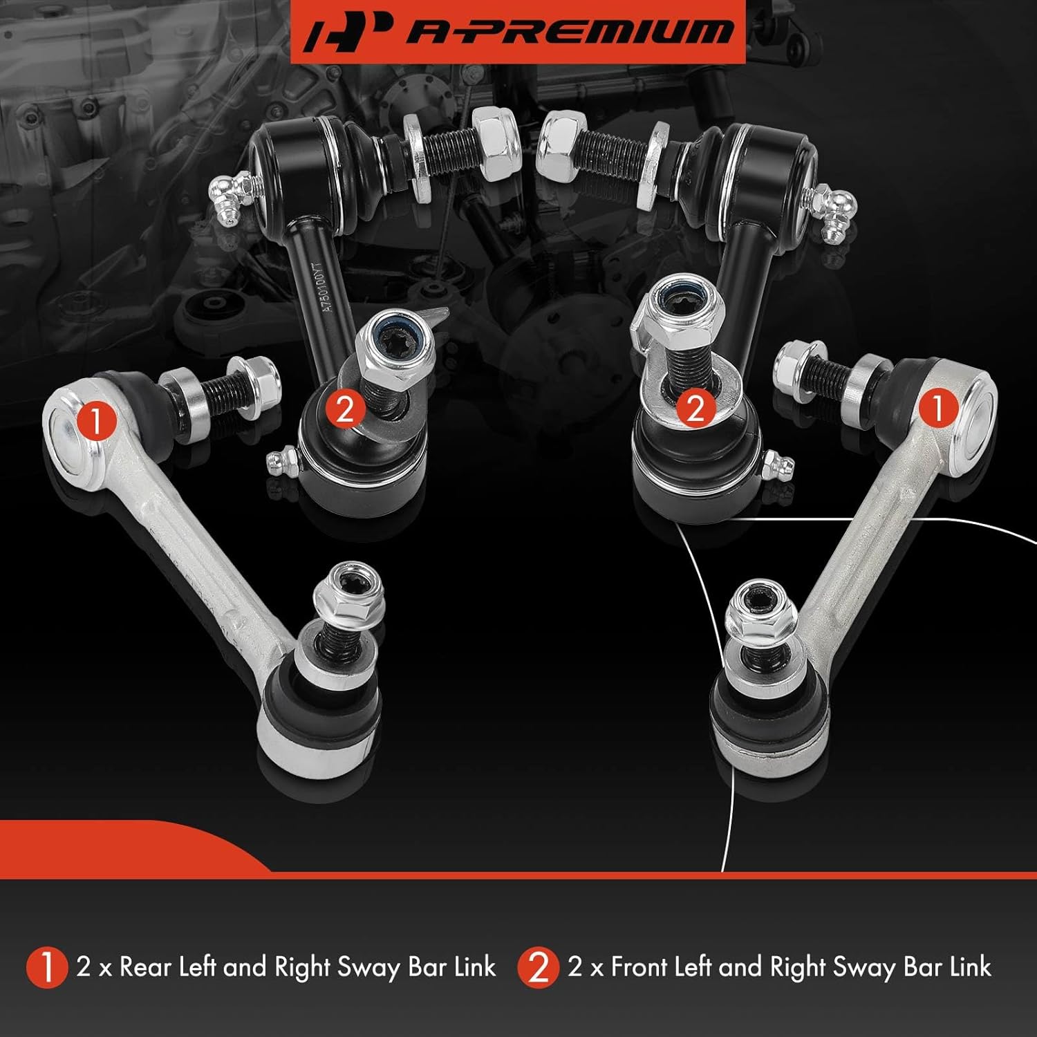 A-Premium Set of 4, Front & Rear Sway Bar Links Kit Stabilizer Bar Links Compatible with Infiniti G35 2003-2007, Nissan 350Z 2003-2009