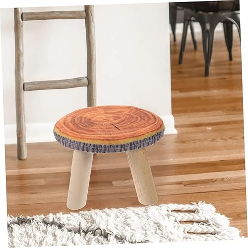 Miniatura 3 de Lindo taburete redondo de madera para niños, taburete de sofá bajo para niños, diseño pequeño y resistente para salas de juegos, dormitorios y mesas
