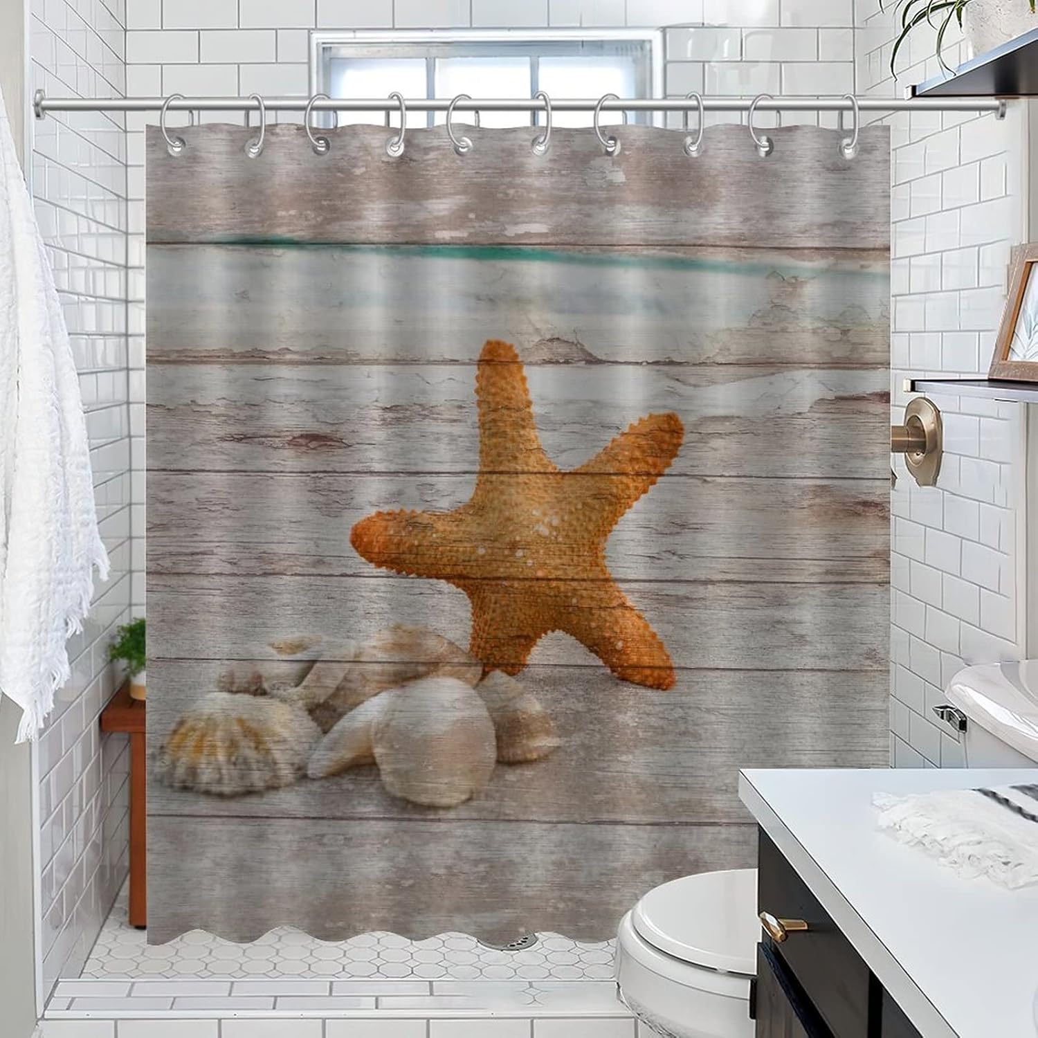 Beach Ocean Theme Starfish Seashell Shower Curtains