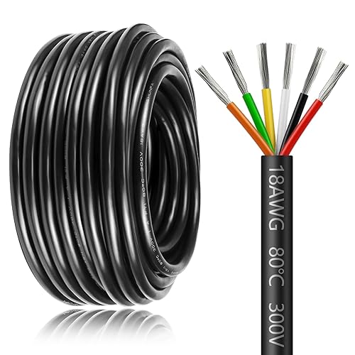 Miniatura 32 de Cable de calibre 18 de 65.6 pies, 3 conductores, cable eléctrico de 18 AWG, cable de cobre estañado trenzado sin oxígeno 18/3, cable de PVC flexible