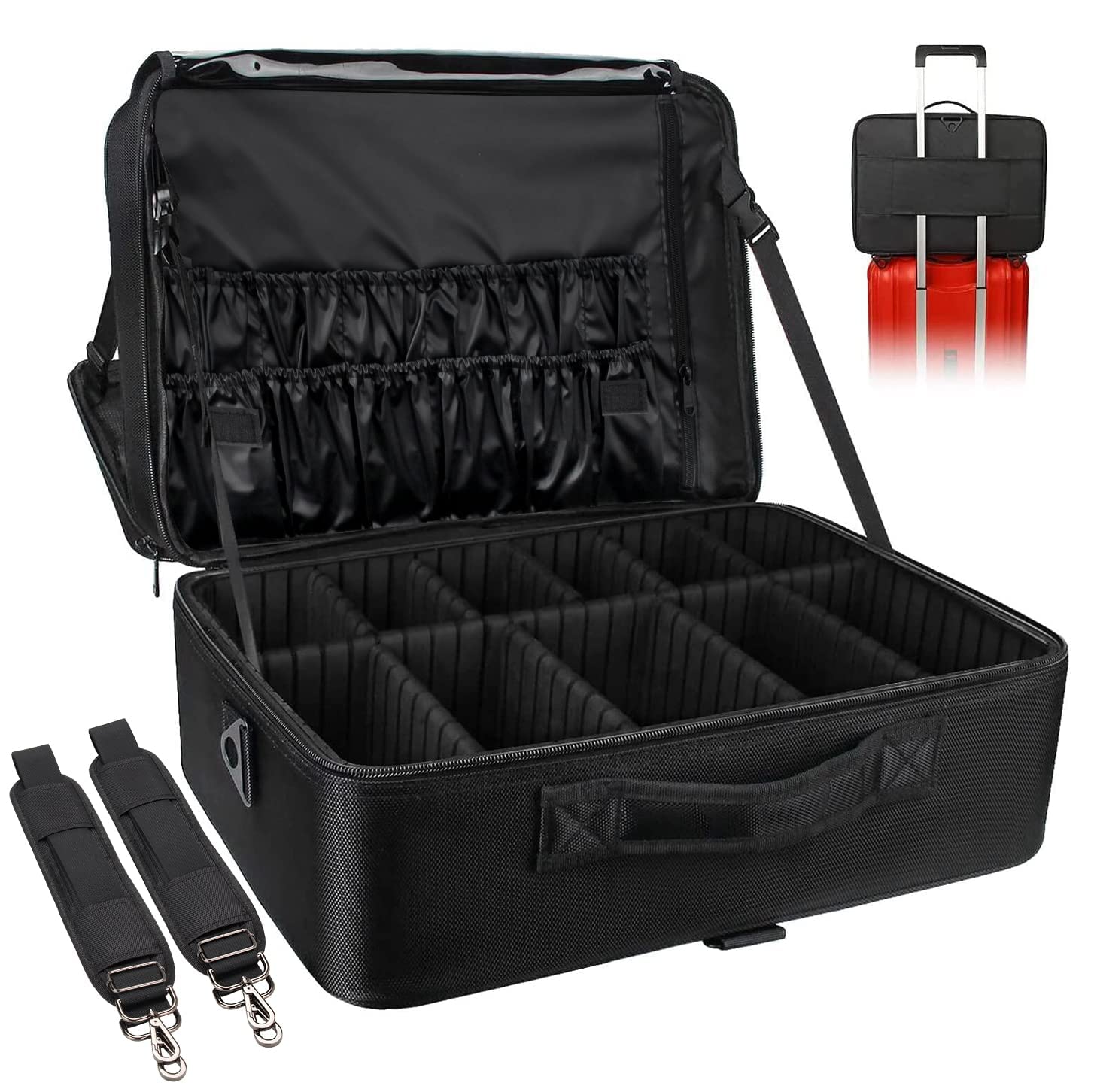 Photo 1 of Extra-large Makeup Case, a Must for Double-layer Travel, a Storage Case for Professional Makeup Artists to Put Cosmetics, 