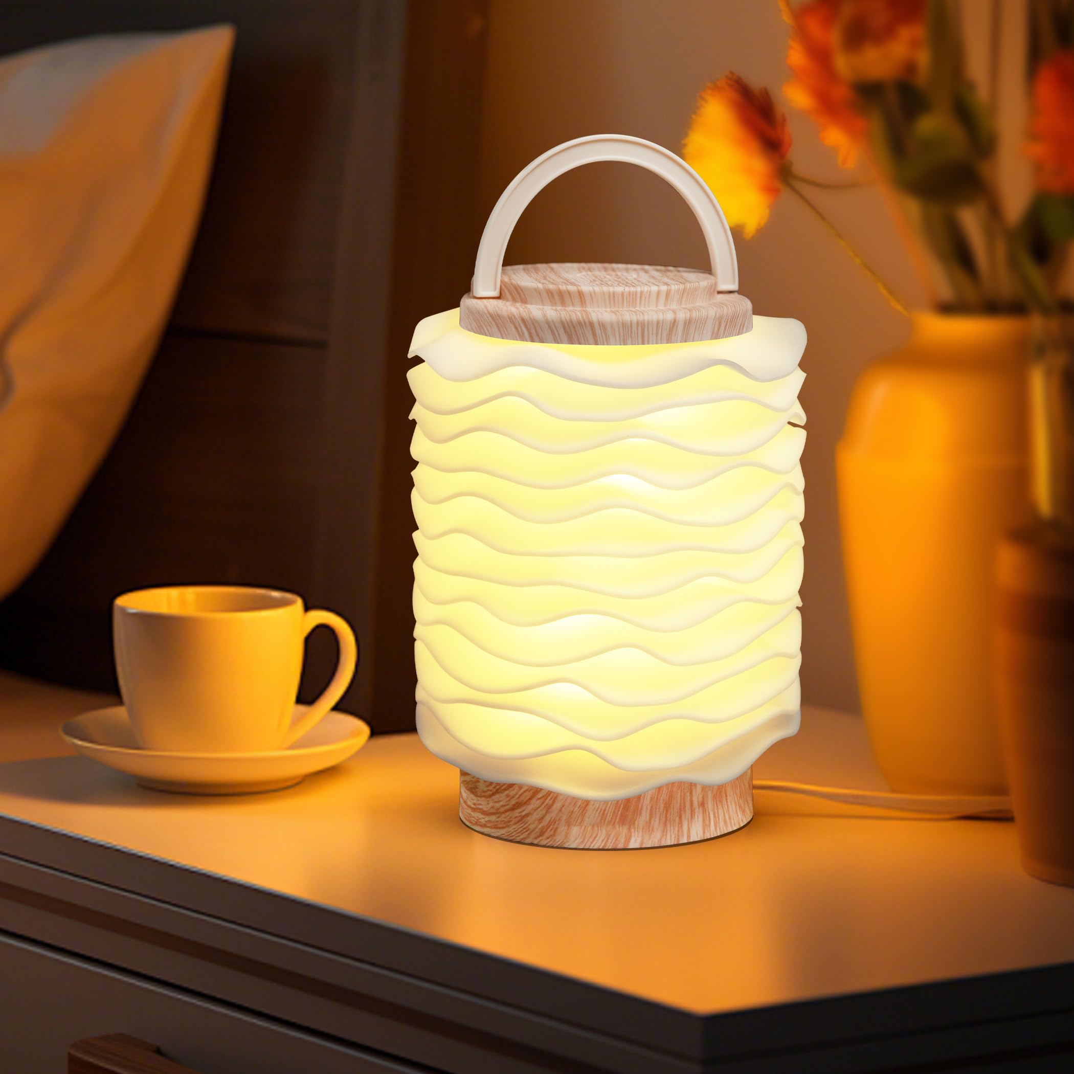 Luz nocturna táctil, lámpara de mesa portátil con 3 modos de color y atenuación continua, lámpara de noche ligera para dormitorio, guardería, oficina