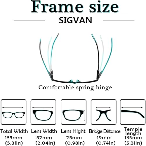 Miniatura 2 de Paquete de 5anteojos de lectura rectangulares con bisagra de resorte, a la moda, unisex (5combinaciones, 1.0, mediano)