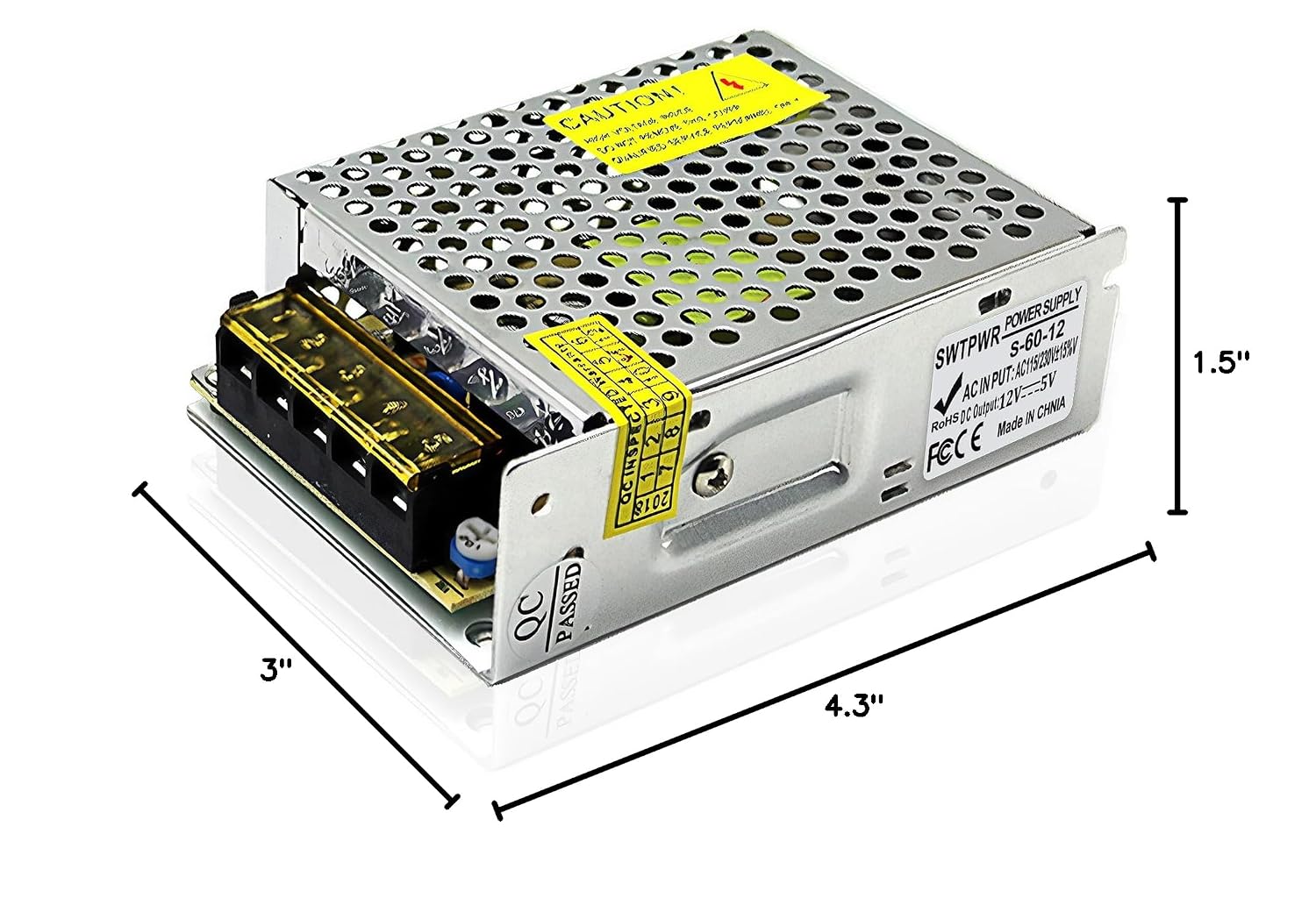 AC to DC Converter 12V 5A 60W SMPS 220V/110V to 12V Converter DC Power Supply Voltage Transformer for LED Car Devices and Camera Security Systems (DC12V-60W)