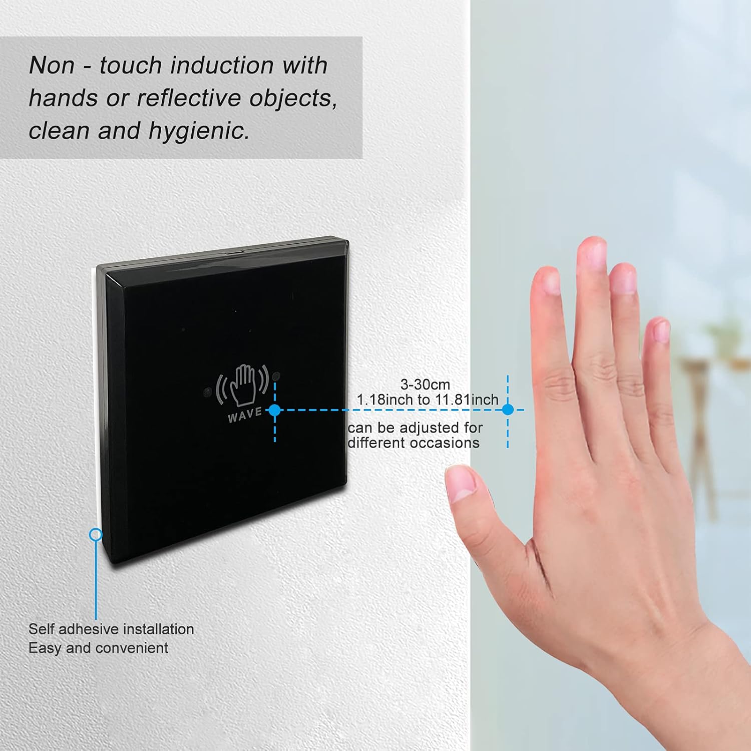 2.4GHz WiFi Access Control 400lb Holding Force Electic Magnetic Door Lock System Kit with Remote and Smartphone app Control, paired with Wireless and Touchless Sensor Switch (Touchless Sensor Switch)