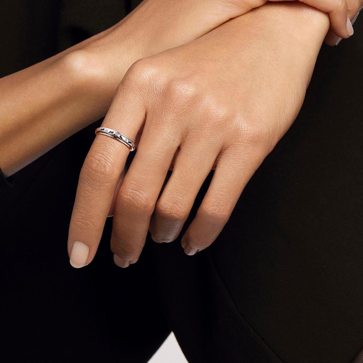 Fidget Spinner Rings for Anxiety Women Just Breathe Sterling Silver Lotus Cross Worry Ring Stress Relief Calm Jewelry Gifts for ADHD Autism Daughter (Cat, 8) - Image 3