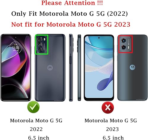 Miniatura 2 de Funda para Moto G 5G 2022 con cubierta deslizante para cámara y protector de pantalla HD grado militar de 16 pies probada en caídas Funda protectora
