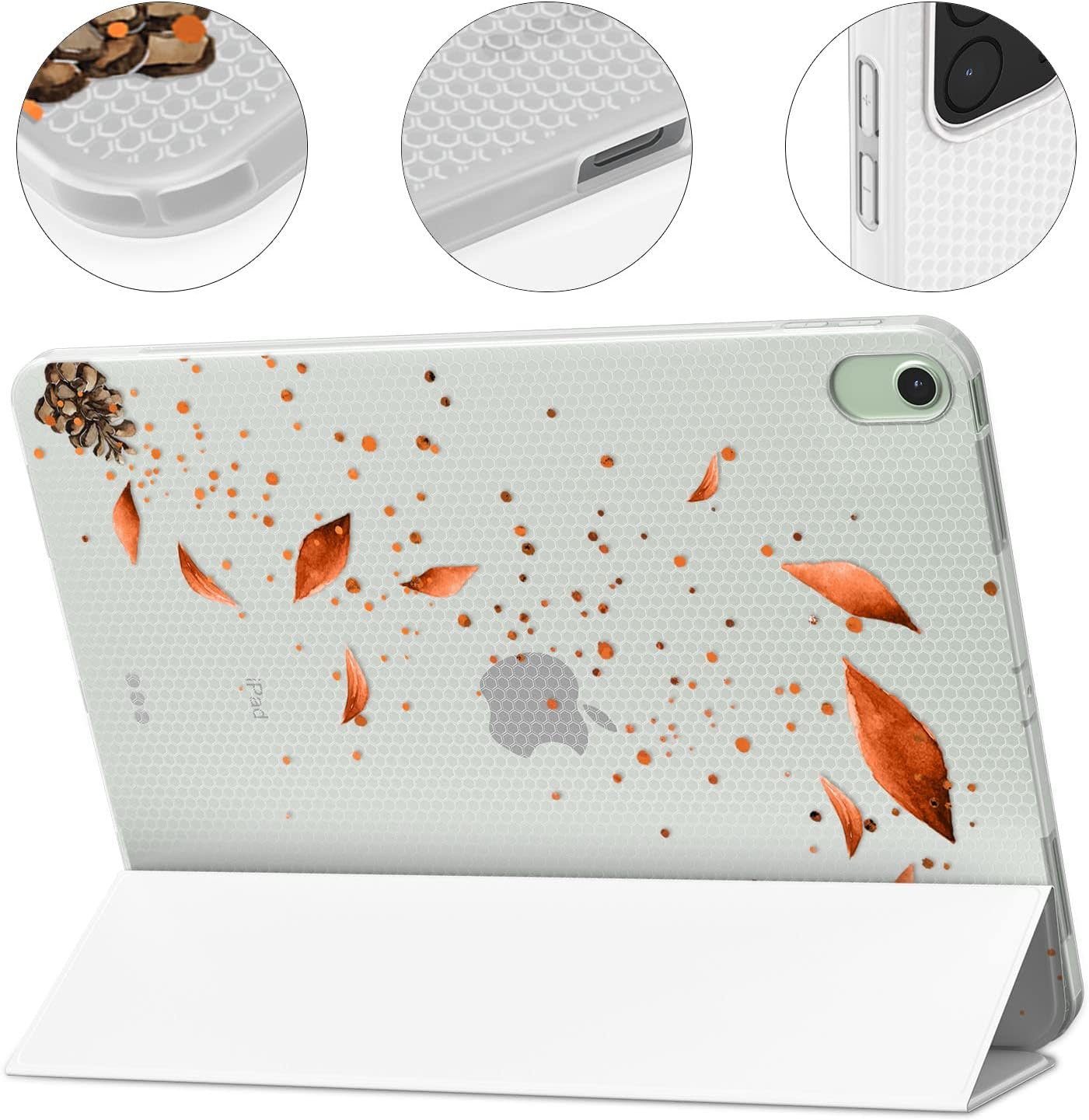 Case Compatible with iPad A16 11 inch 2025 2024 Pro 13 M3 M2 12.9 10.9 10.2 Air 5 10th 9th 8th Gen Mini 7 6 Autumn Fir Cones Forest Fallen Leaves Red Foxes Flip Woodland Animals Auto Wake/Sleep