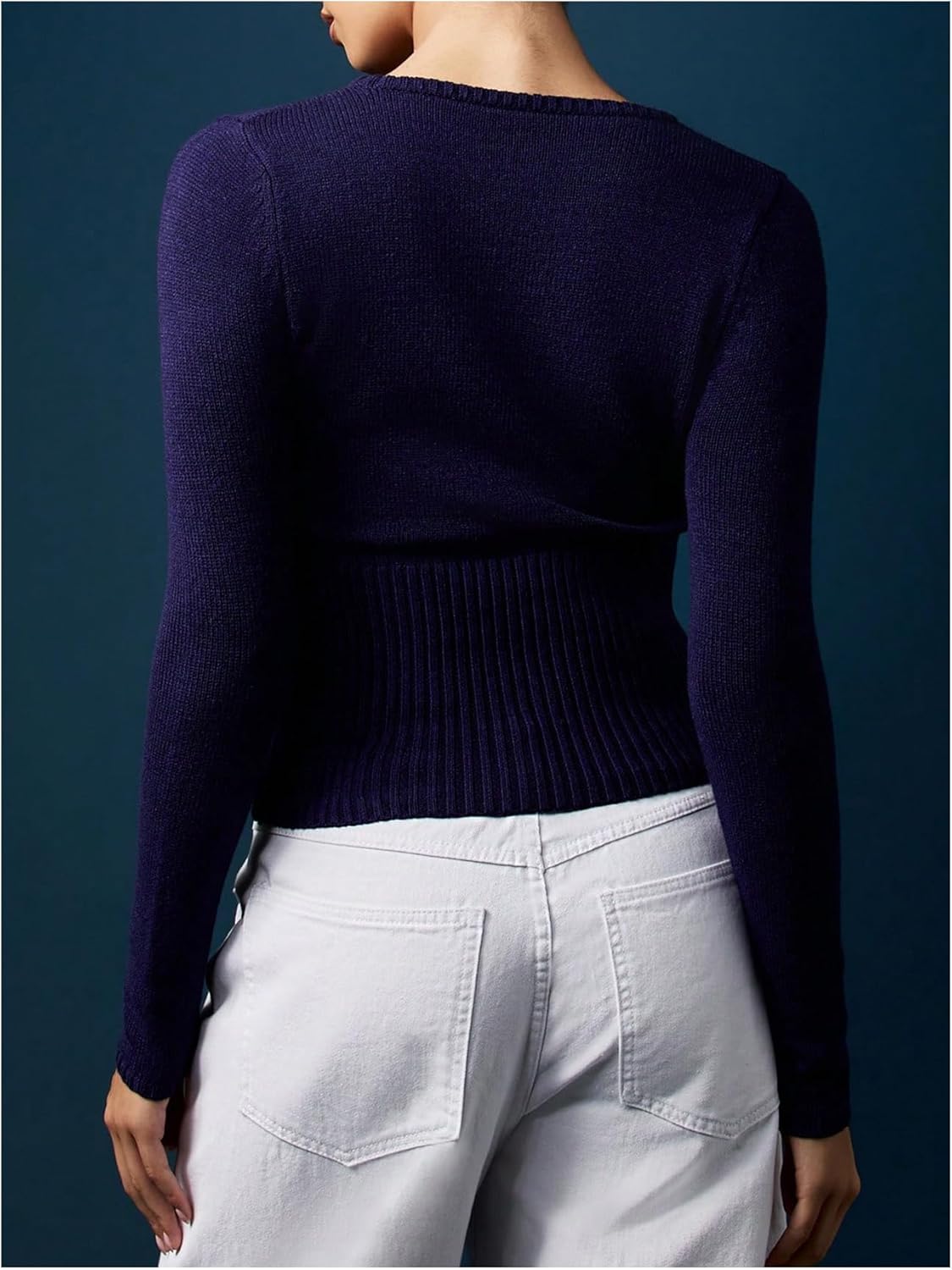 Floerns Women's Casual Striped Sweaters Crewneck Fall Outfit Knit Pullover Tops - Image 3