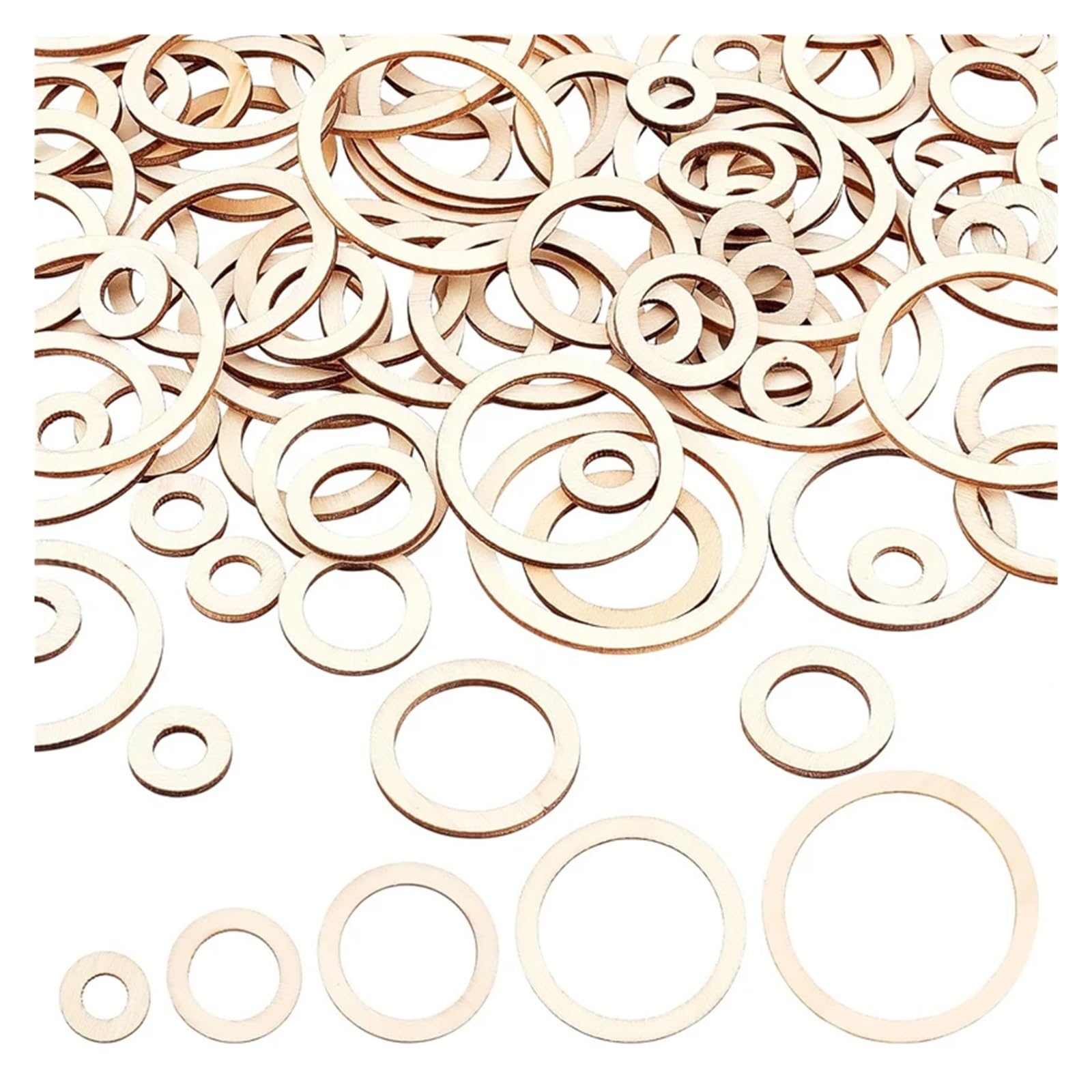 Holzringe zum Basteln Unbehandelte Holzringe for Basteln, 4–15 cm flache, runde for Verbinden von Anhängern, Rahmen for DIY-Ohrringherstellung, Heimdekoration(100pcs 75mm)