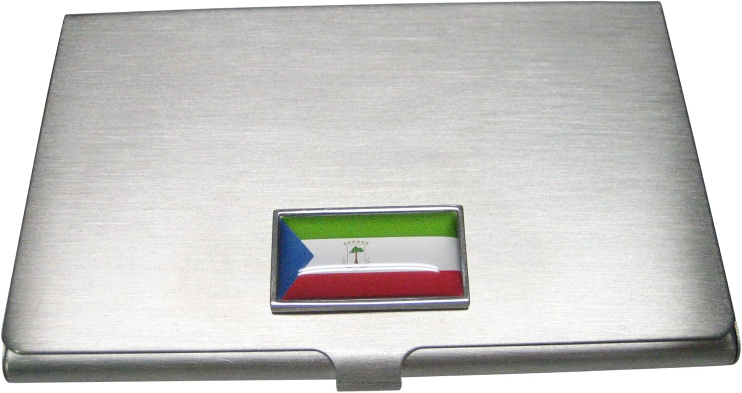 Kiola Designs Thin Bordered Republic of Equatorial Guinea Flag Business Card Holder