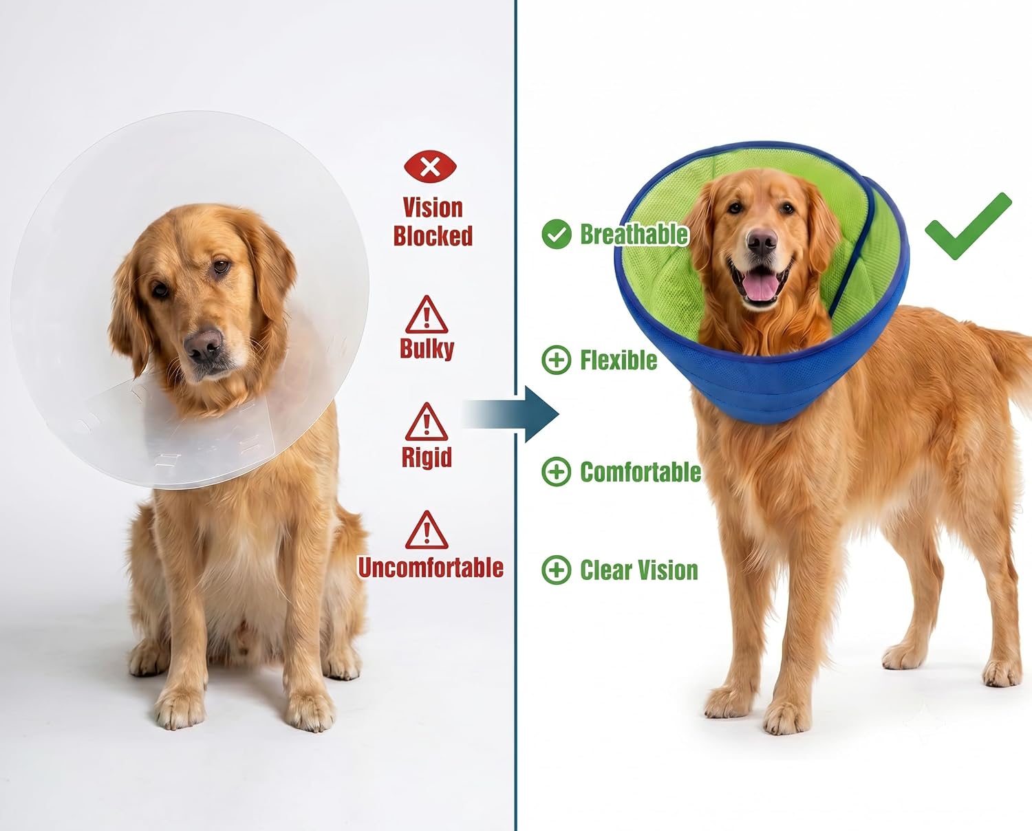 Soft Dog Cone Collar After Surgery, Dog Recovery Collar to Stop Licking and Biting, Breathable Adjustable E-Collar Alternative, Comfortable Protective Pet Cone for Medium Dogs, Soft Pet Neck Guard