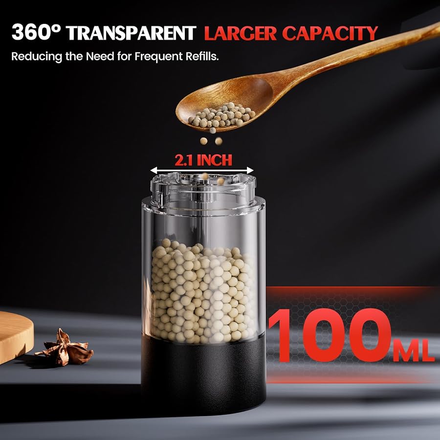 Electric Salt and Pepper Grinder Set Automatic Battery Pepper Mill Shakers Adjustable Coarseness Upgraded Larger Capacity with Led Home and Kitchen Appliances White Elephant Gifts for Women Men - image 5