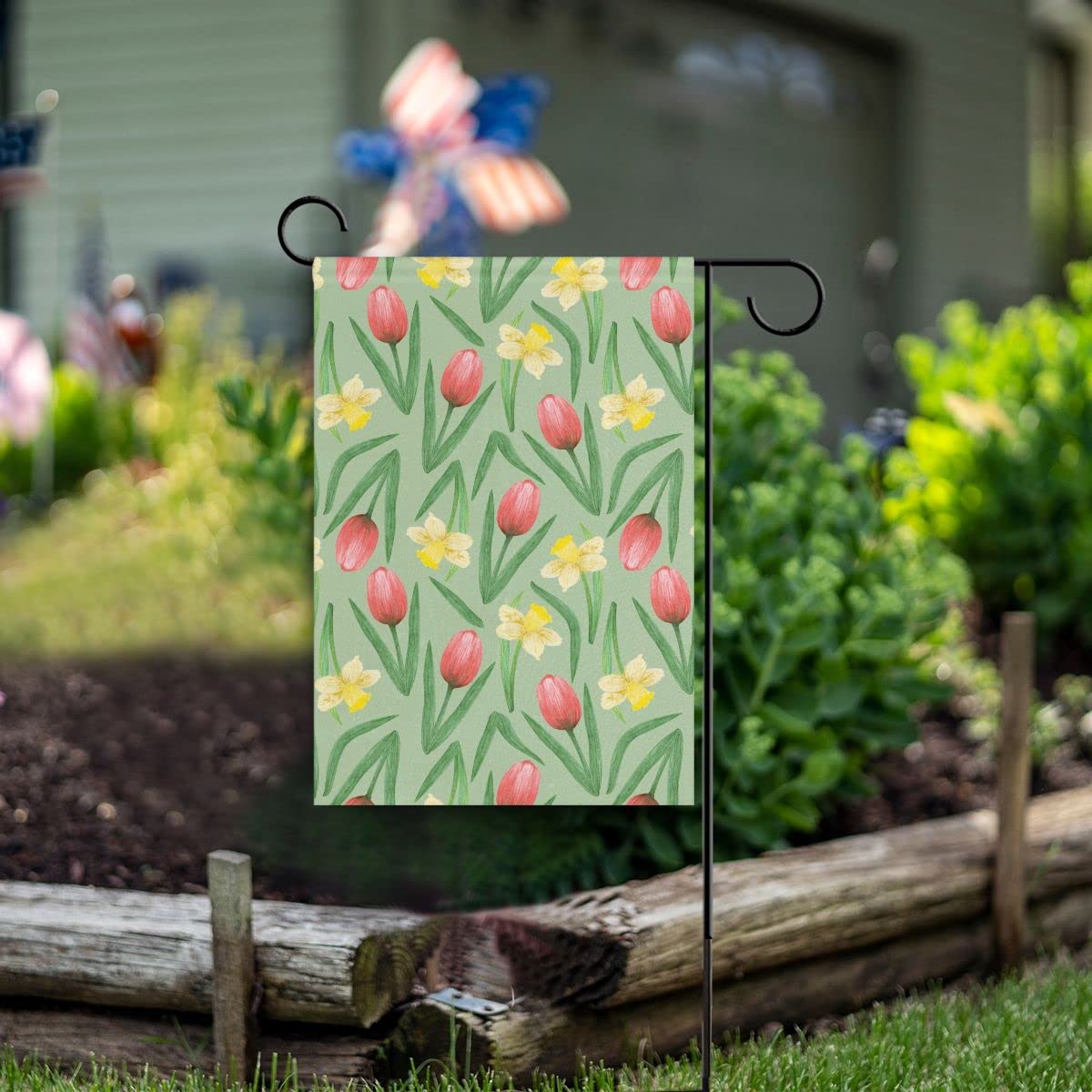 TopPacific Frühlingsflagge – Narzissen Auf Blau, 30,5 X 45,7 Cm, Doppelseitig | Wetterfest Für Garten, Terrasse & Balkon