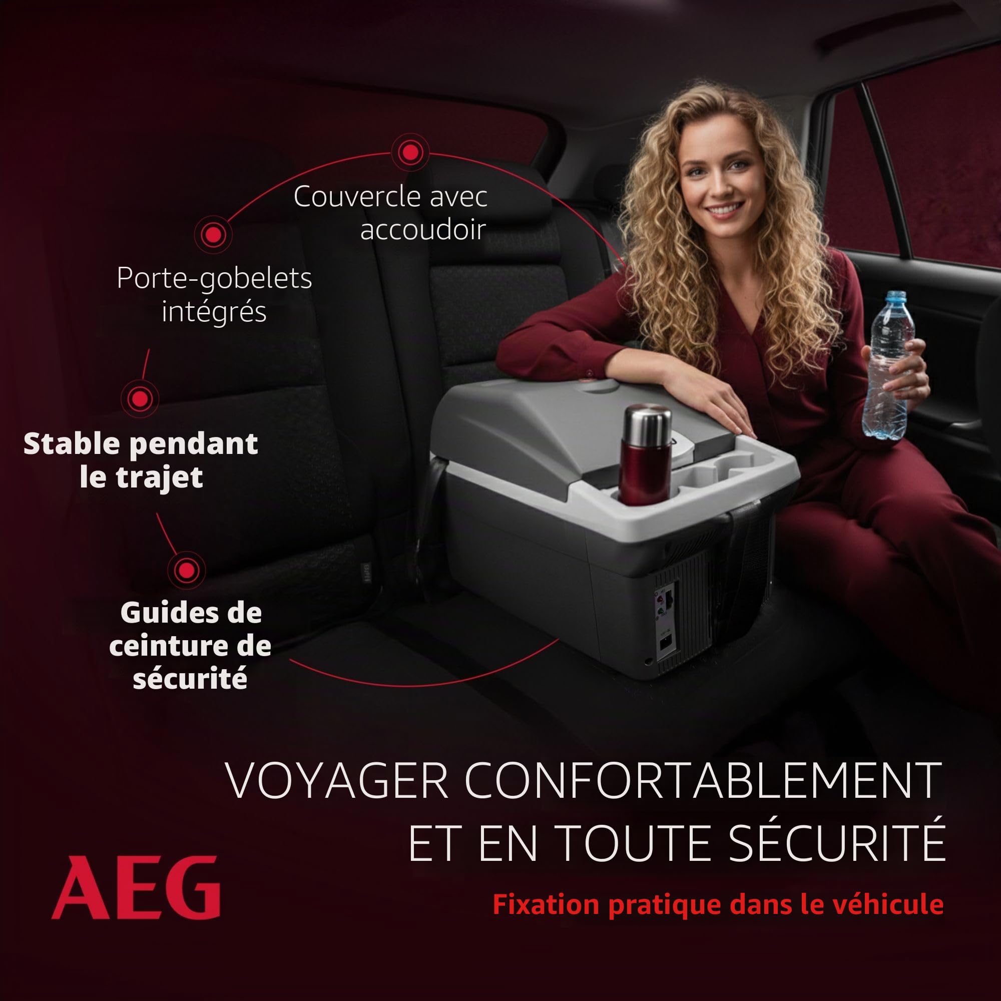 AEG Automotive Board-Bar BK 16 Glacière thermoélectrique et chauffante 16 litres, 12 volts pour voiture et prise, peut être fixée à la voiture, argent
