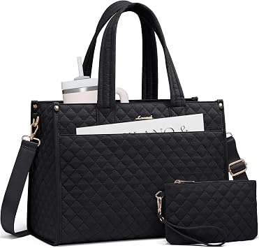 LOVEVOOK Laptop Tote Bag for Women,Canvas Work Tote Bag for Women with Clutch Purse,15.6 Inch Computer Briefcase Bag,Professional Teacher Business Office Bag,Lightweight Shoulder Travel