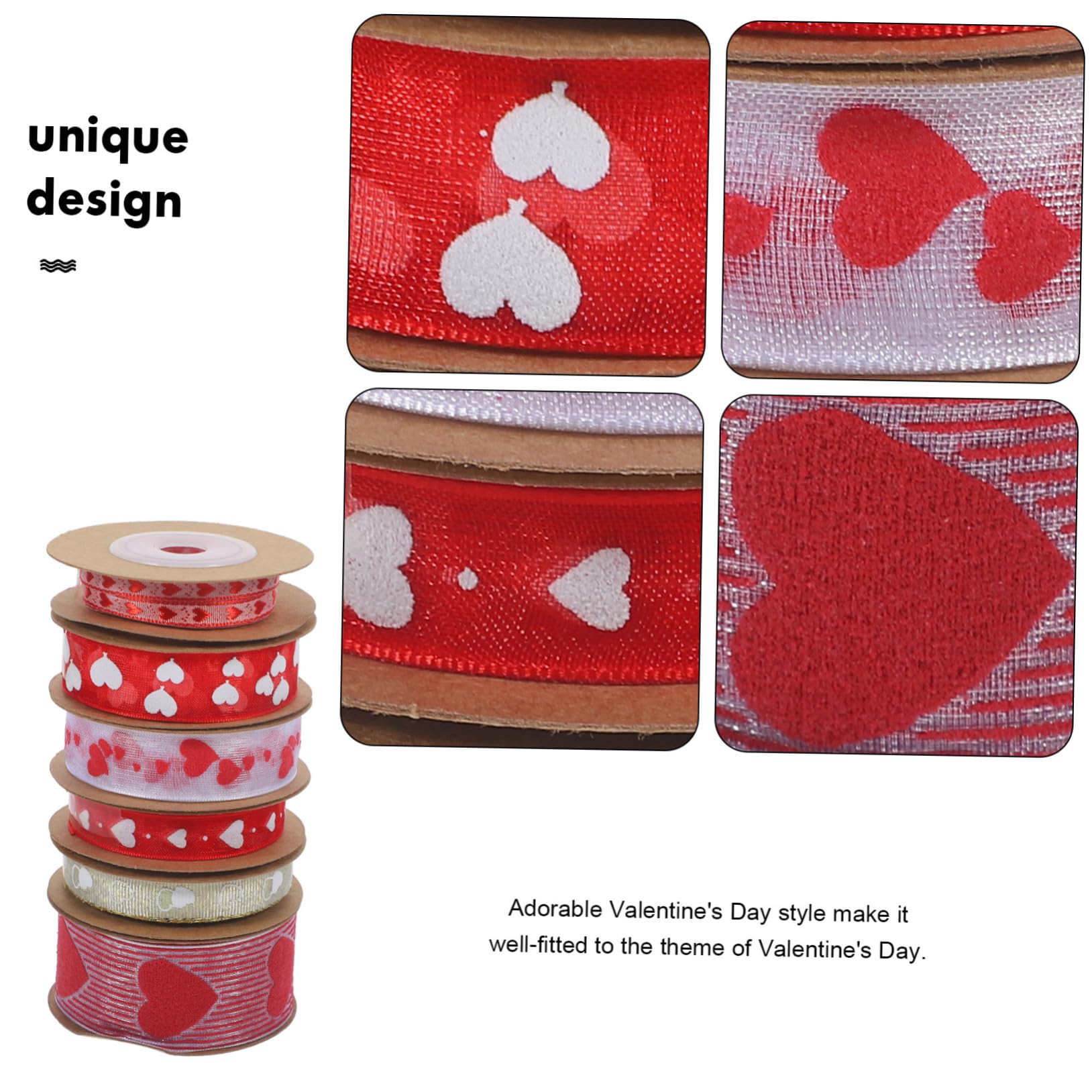24rollen Herzmuster Geschenkband Für Valentinstag Und Hochzeiten Dekorative Ribbons Für Kreative Bastelprojekte