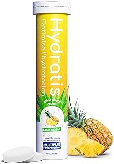 HYDRATIS - Pastilles Hydratation Electrolytes - Ananas - Améliore l'Hydratation et Favorise l'Énergie - Formule Isotonique - Sport, Récupération, Bien-être - 1 tube (20 Pastilles)