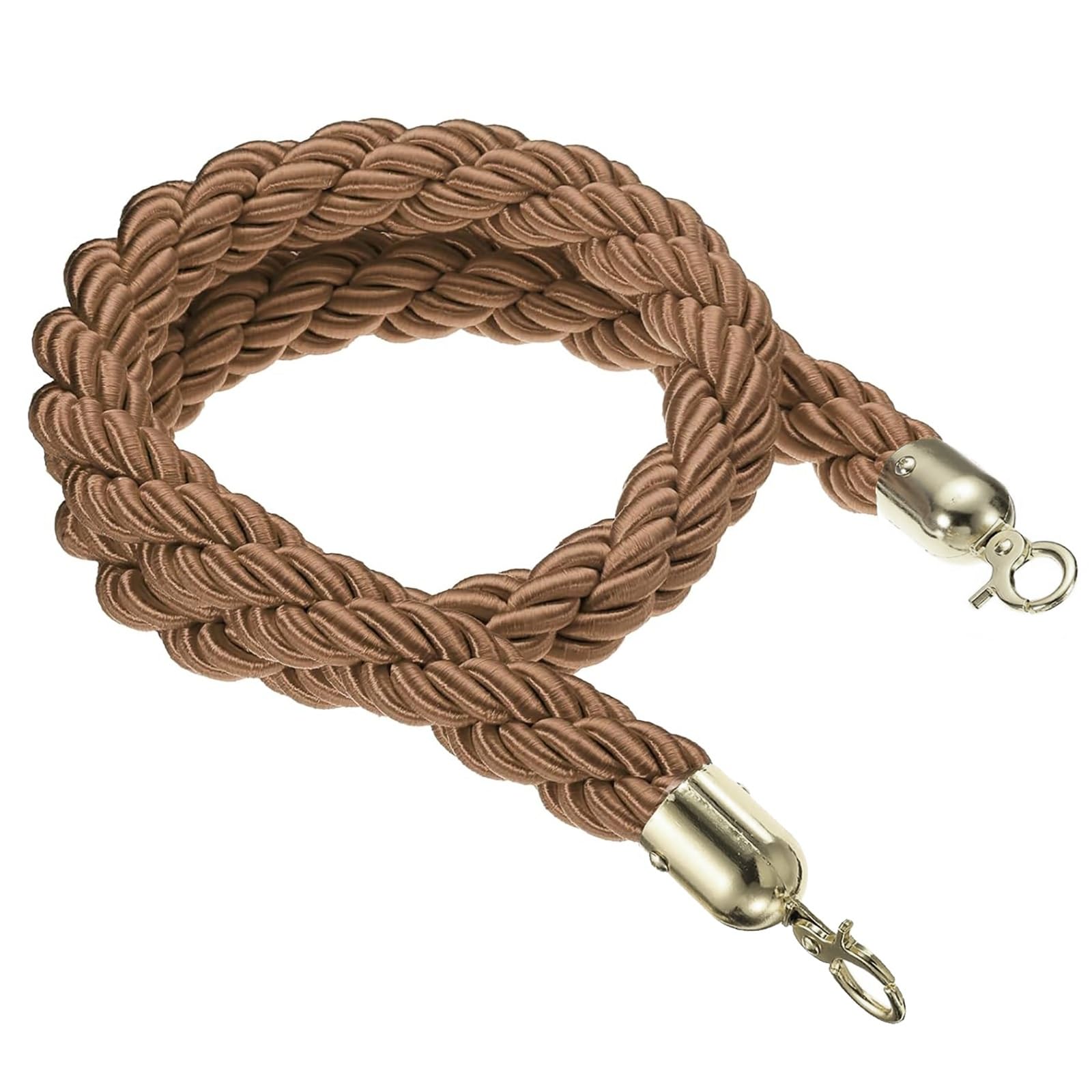 Corde de sécurité torsadée Marron-Argent avec mousquetons – 1,8 m (6 pi) pour poteaux et Supports, barrière de sécurité pour événements (café, etc.)
