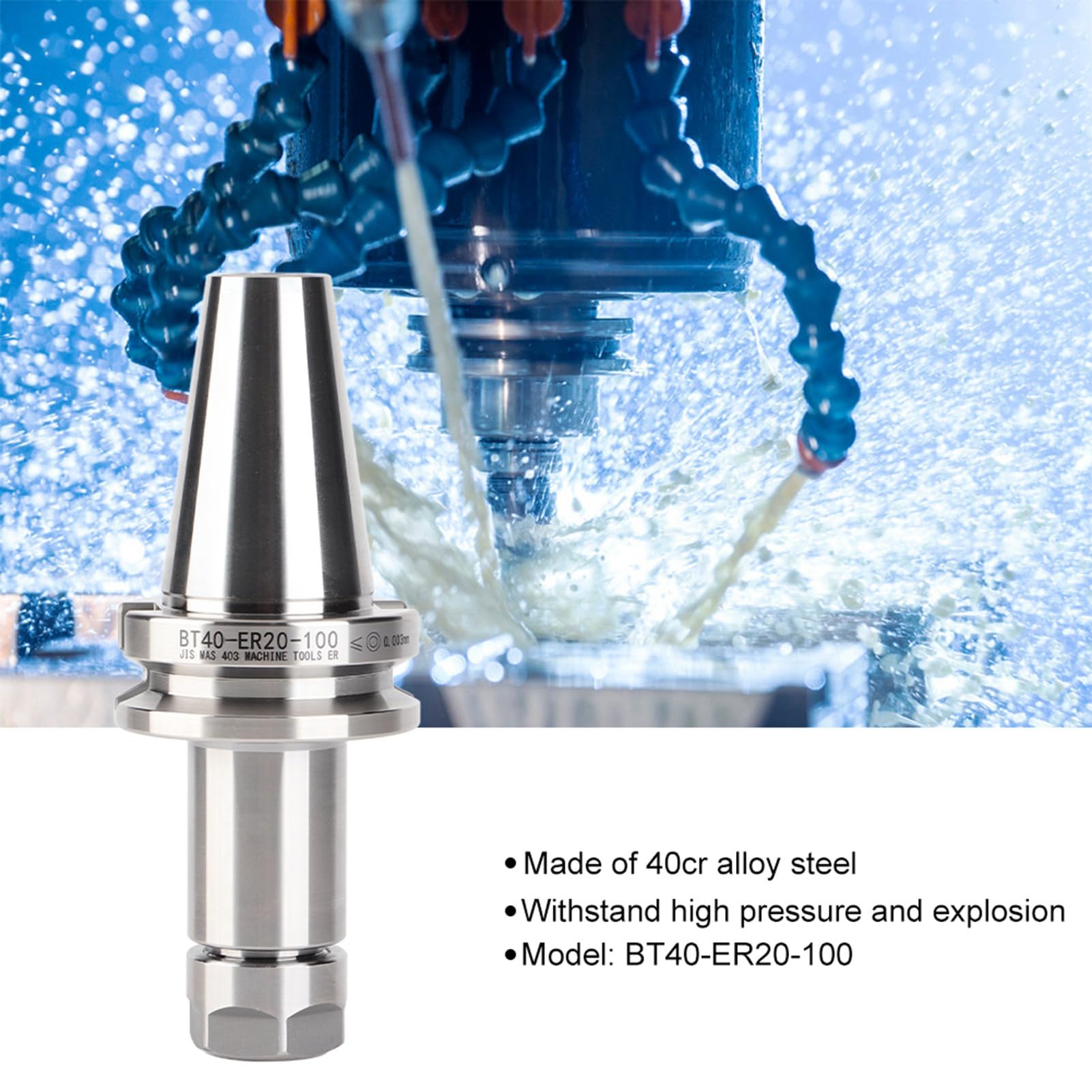 Portautensili a pinza BT40 – ER20 – 100, accessorio di fresatura CNC ad alta precisione, pinza a pinza ER20 di precisione per mandrino BT40 con range di serraggio da 1 a 13 mm,